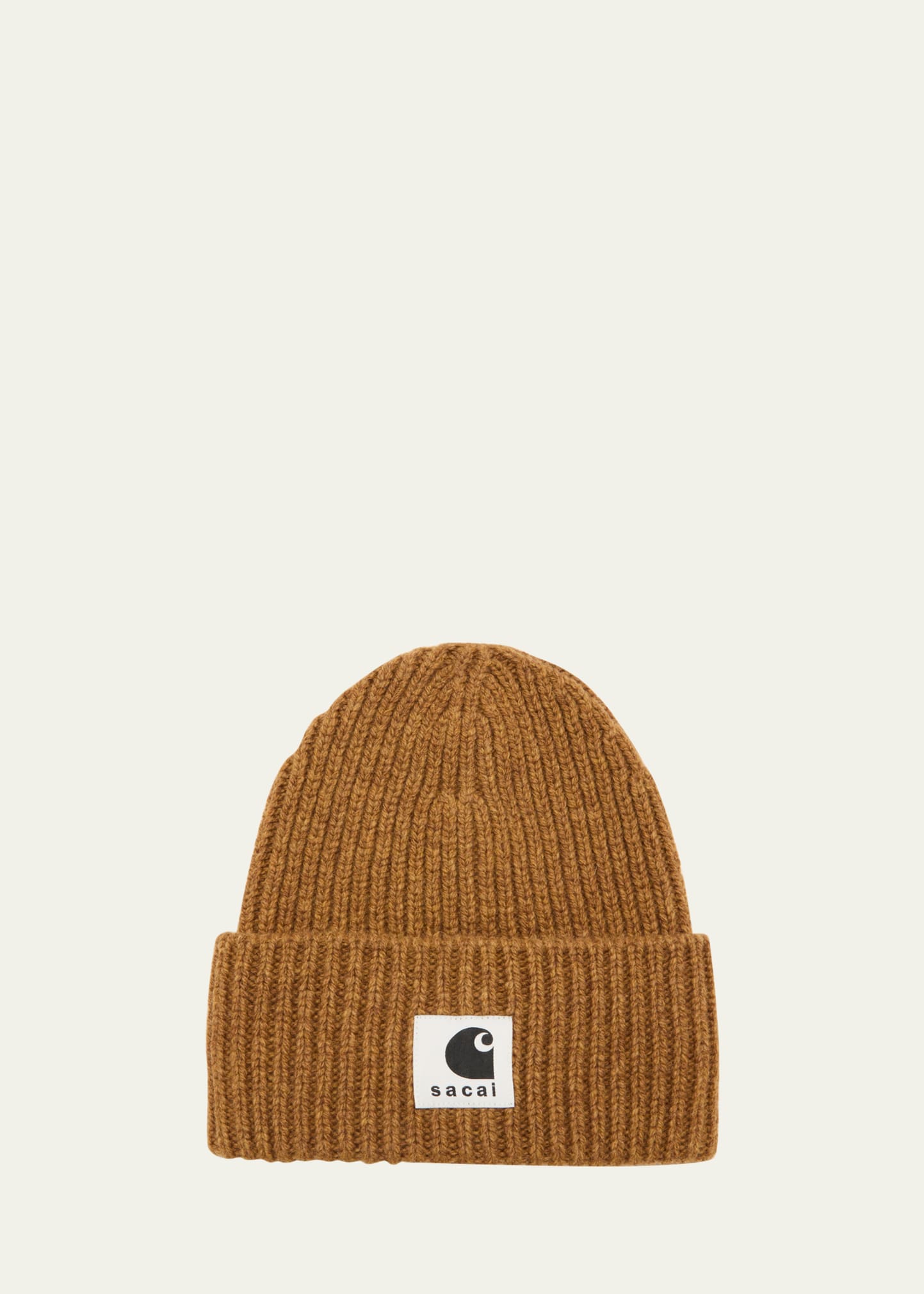 Sacai Carhartt WIP Logo Patch Wool Blend Beanie in Beige