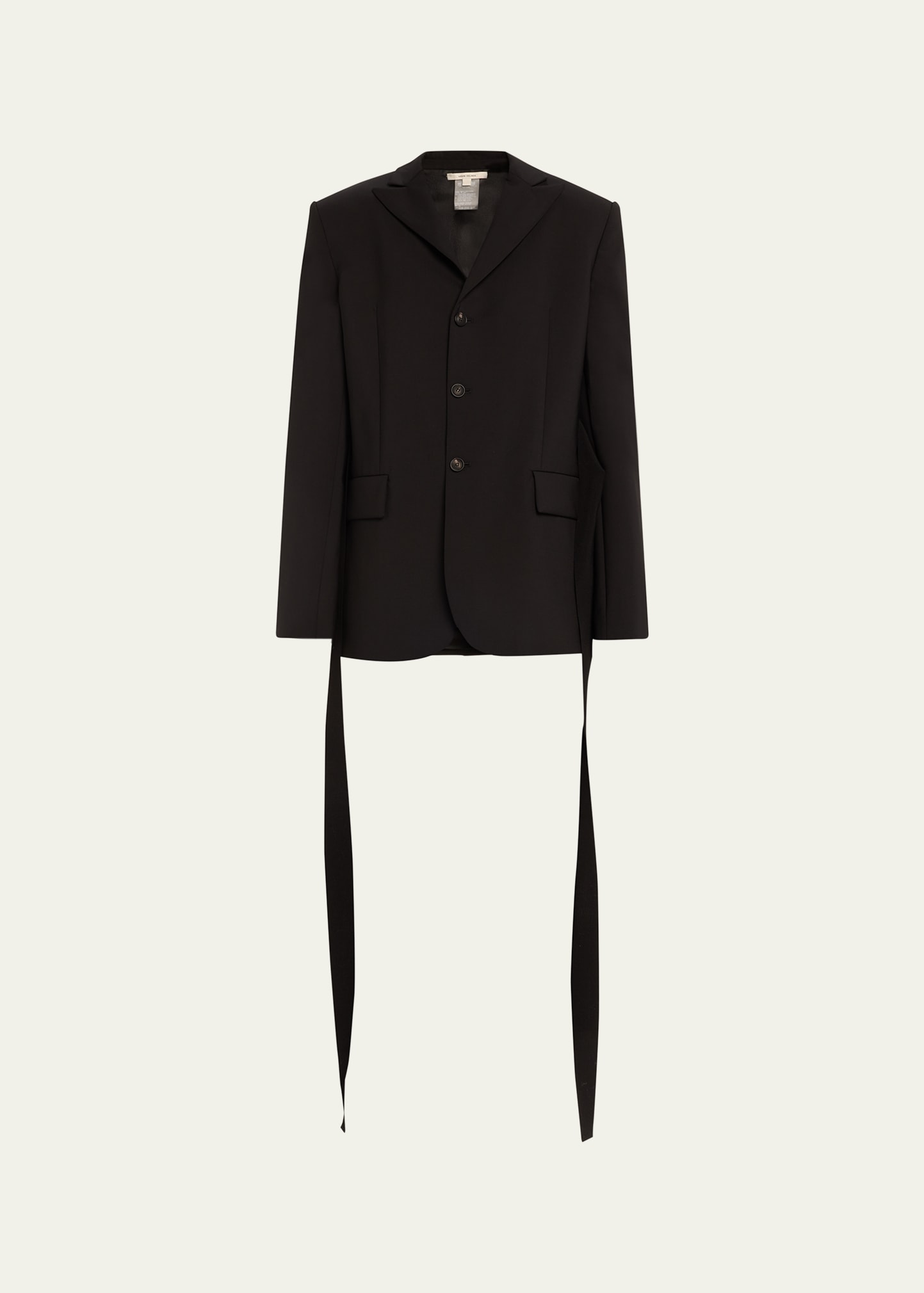 Nensi Dojaka Straps Single-breated Oversized Blazer Jacket In Black