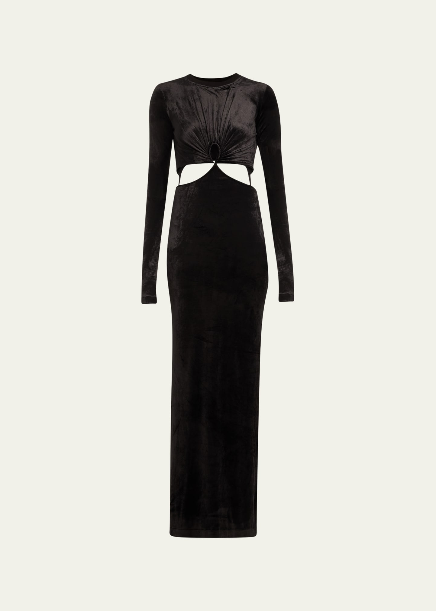 Nensi Dojaka Keyhole Long Sleeve Maxi Dress In Black