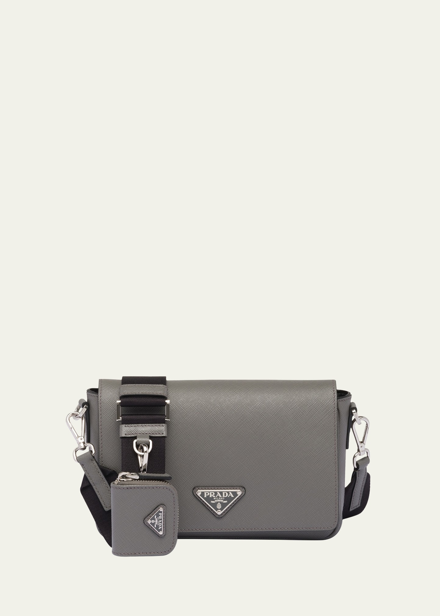 Prada Men's Leather Triangle Logo Sling Crossbody Bag - Bergdorf