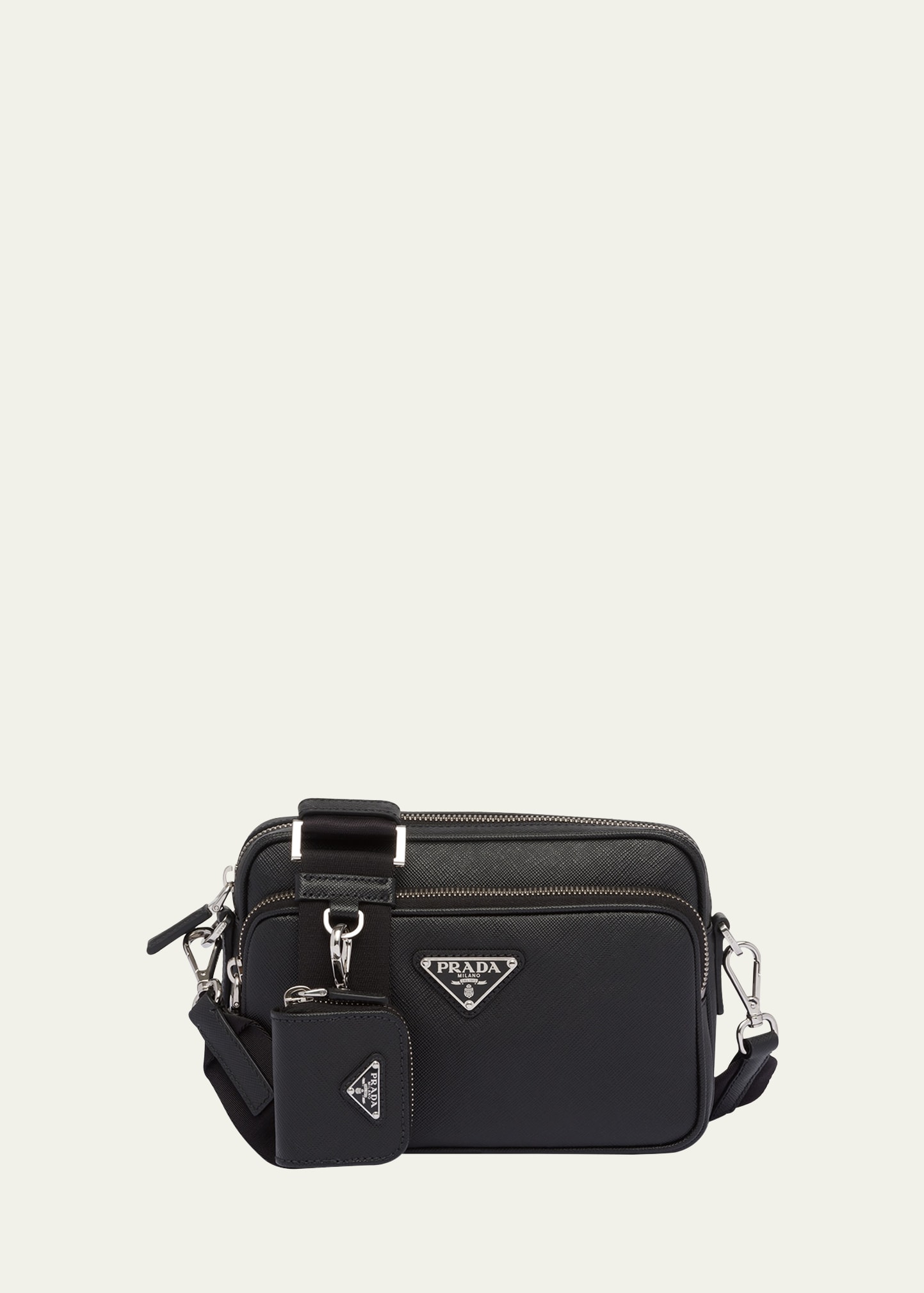 Prada Men's Saffiano Leather Multi-strap Crossbody Bag In Black, ModeSens