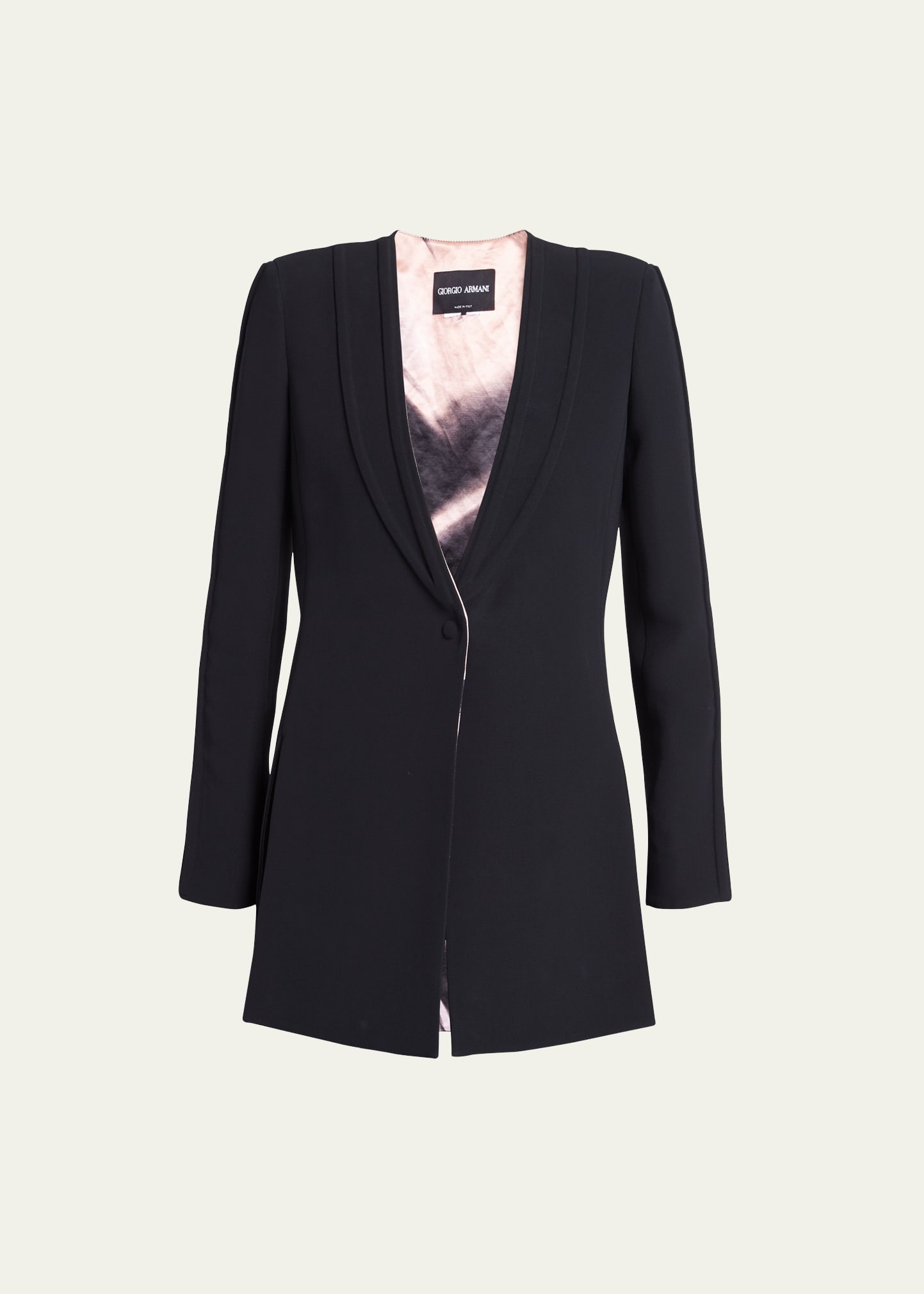 Contrast Silk-Lined Vented Single-Breasted Blazer Jacket