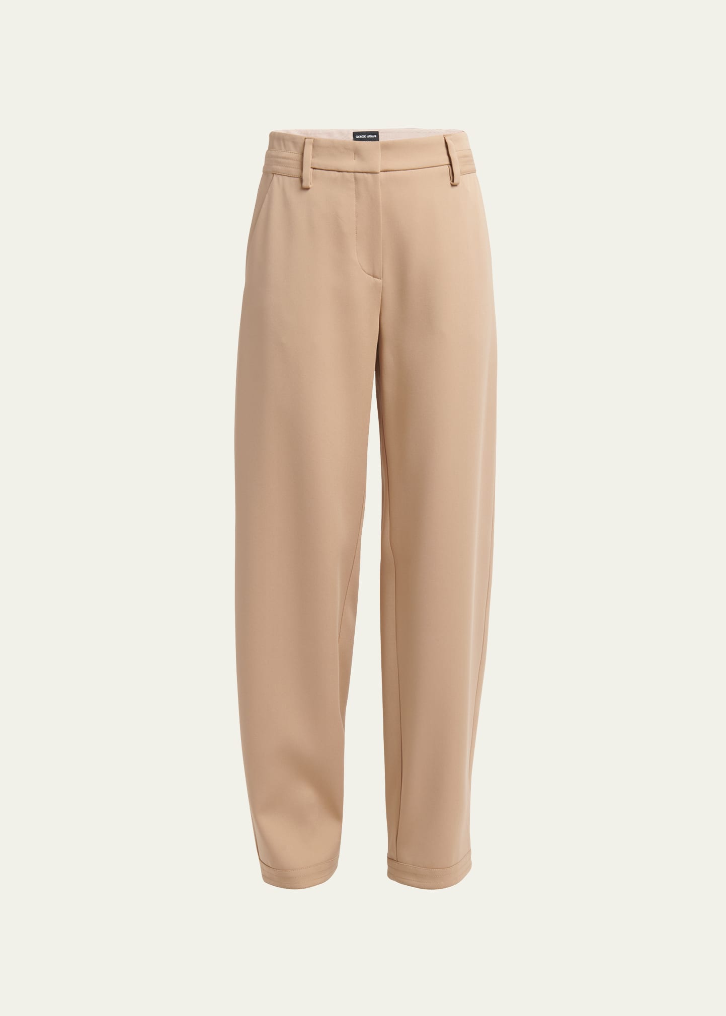 Bonded Silk Straight-Leg Slit-Hem Trousers