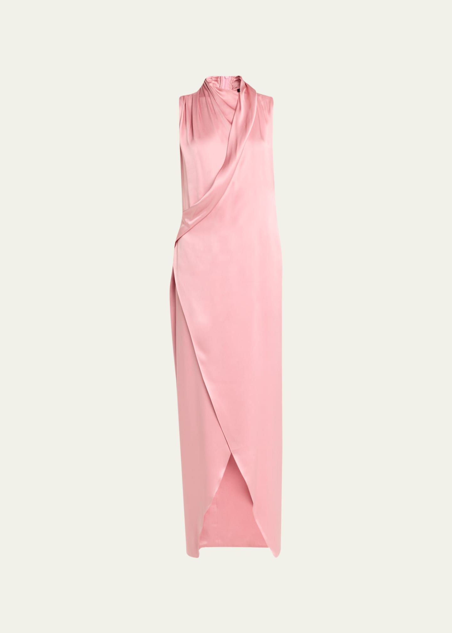 Giorgio Armani Draped Organic Silk Dress In Blush Pink