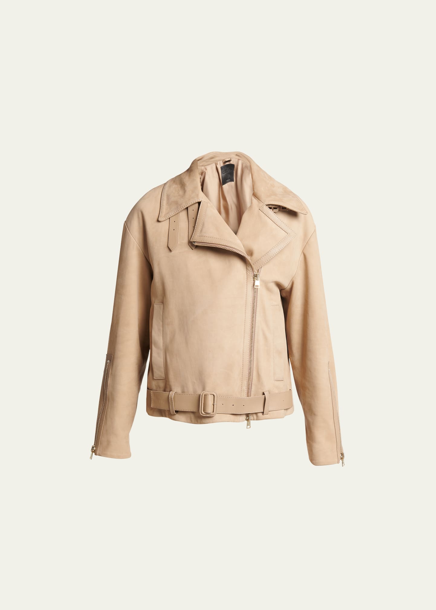 Nubuck Belted Suede Moto Jacket