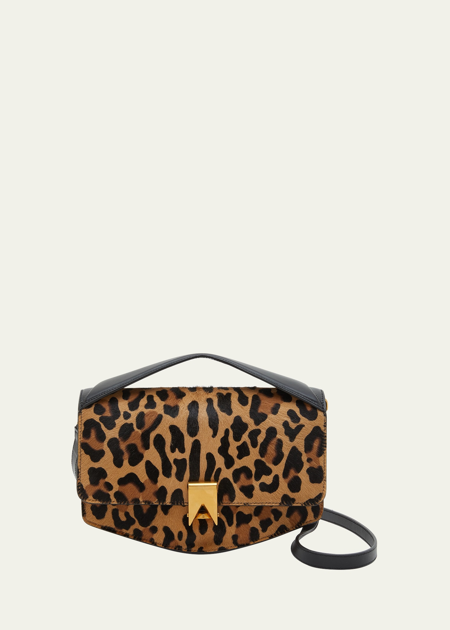 Le Papa Leopard Calf Hair Crossbody Bag