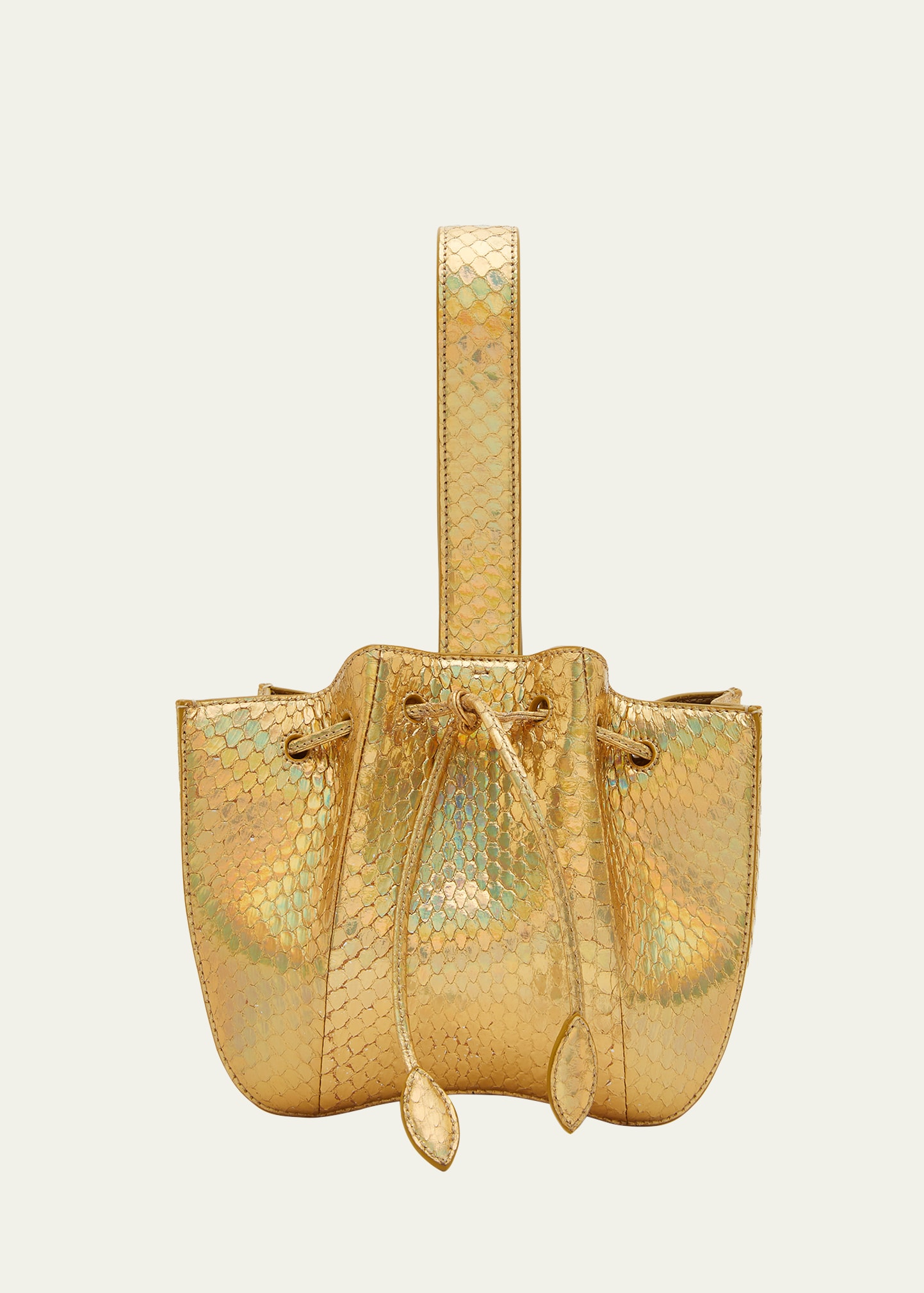 Alaïa Rose Marie Metallic Snake-embossed Shoulder Bag In 220 Or