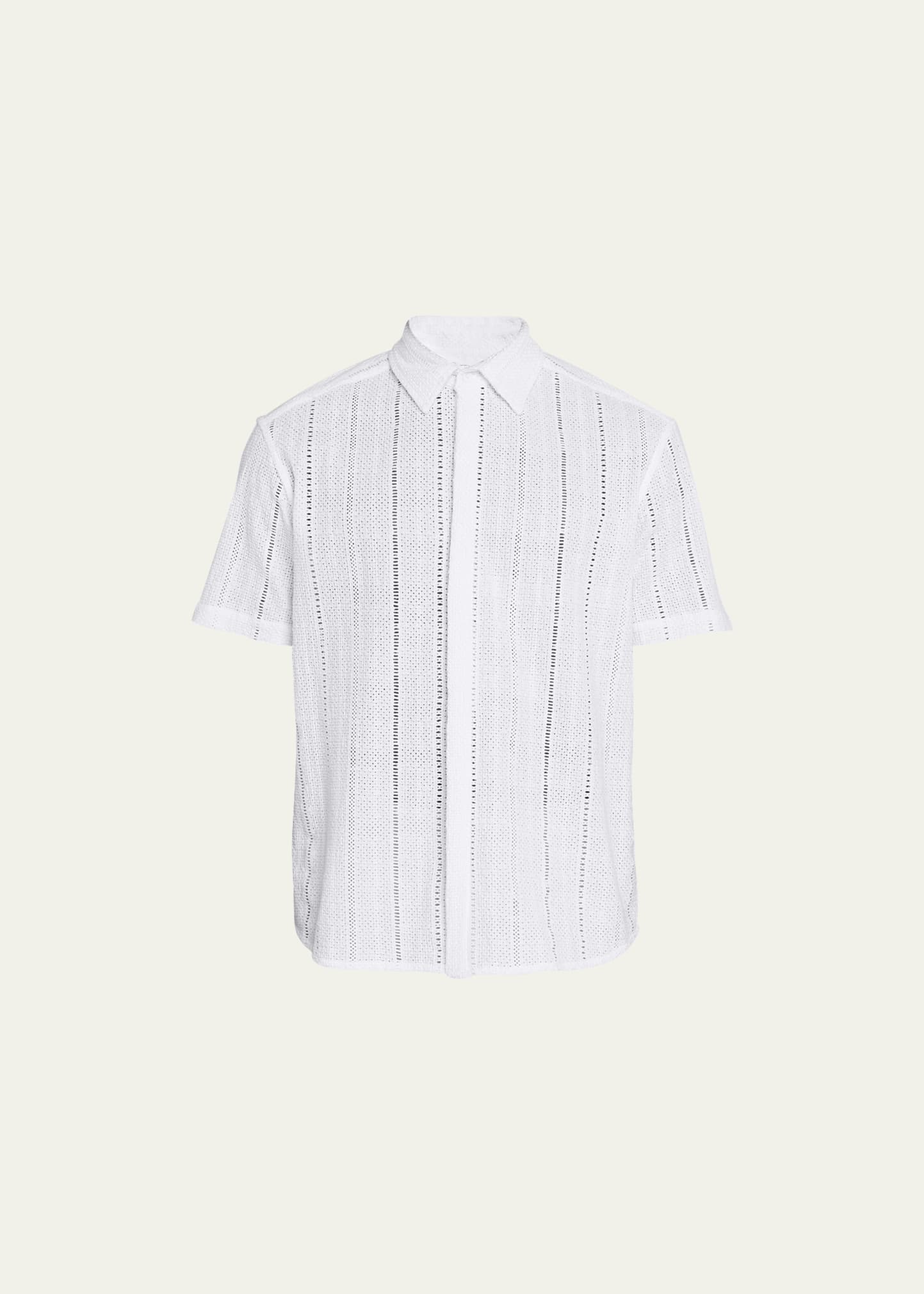 Men's Crochet Broad-Stripe Shirt