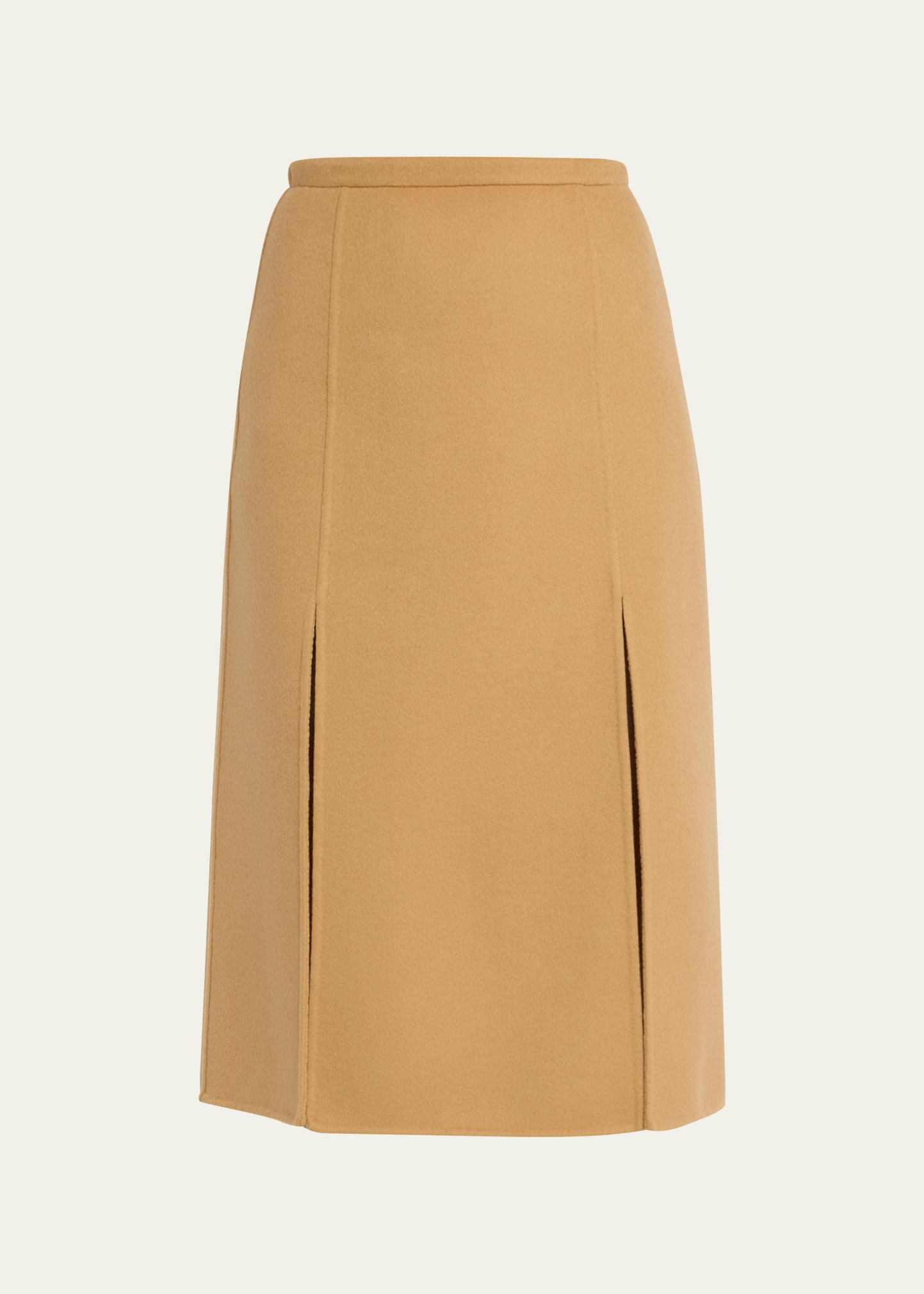 Slit A-Line Wool Midi Skirt