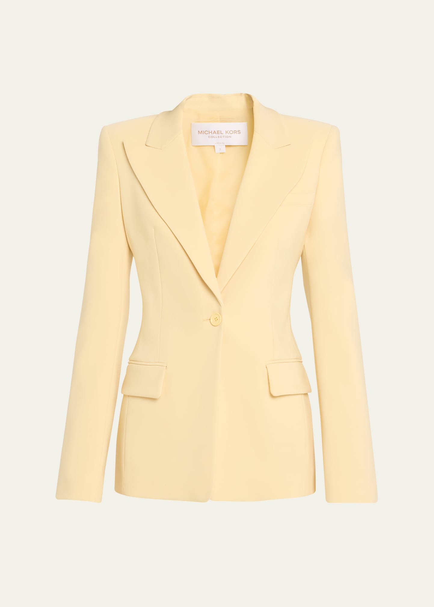 Michael Kors Georgina One-button Wool Blazer In Yellow