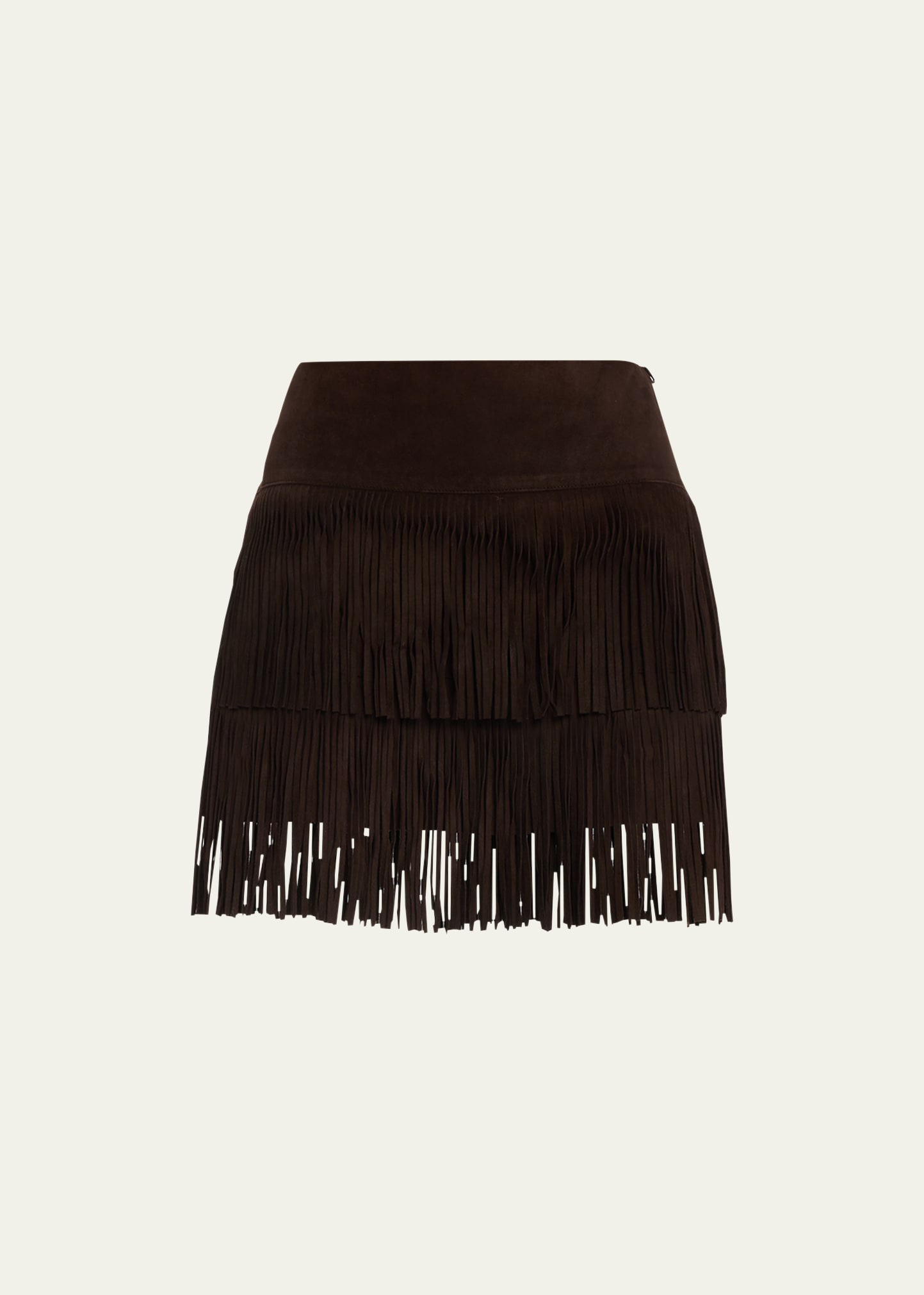 Suede Fringe Mini Skirt