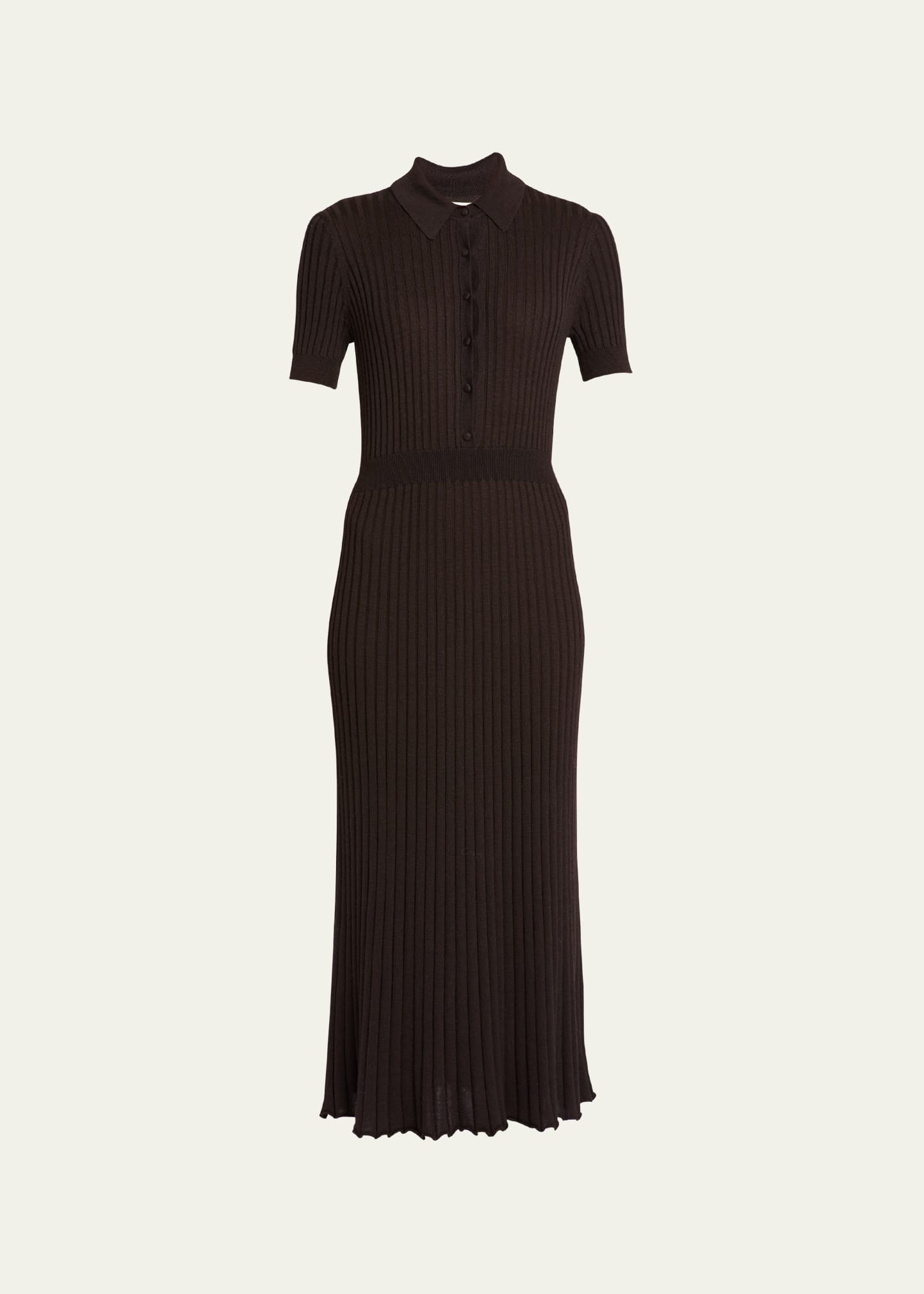 Gabriela Hearst Amor Knit Polo Midi Dress In Black