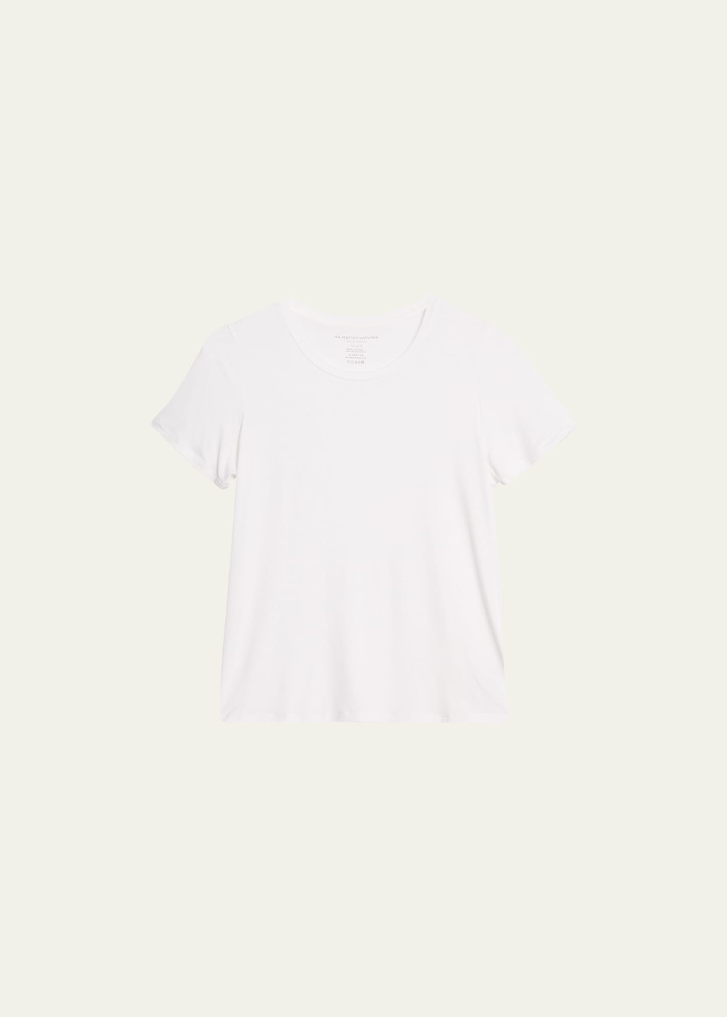 Majestic Soft Touch Short-sleeve Crewneck Top In Blanc