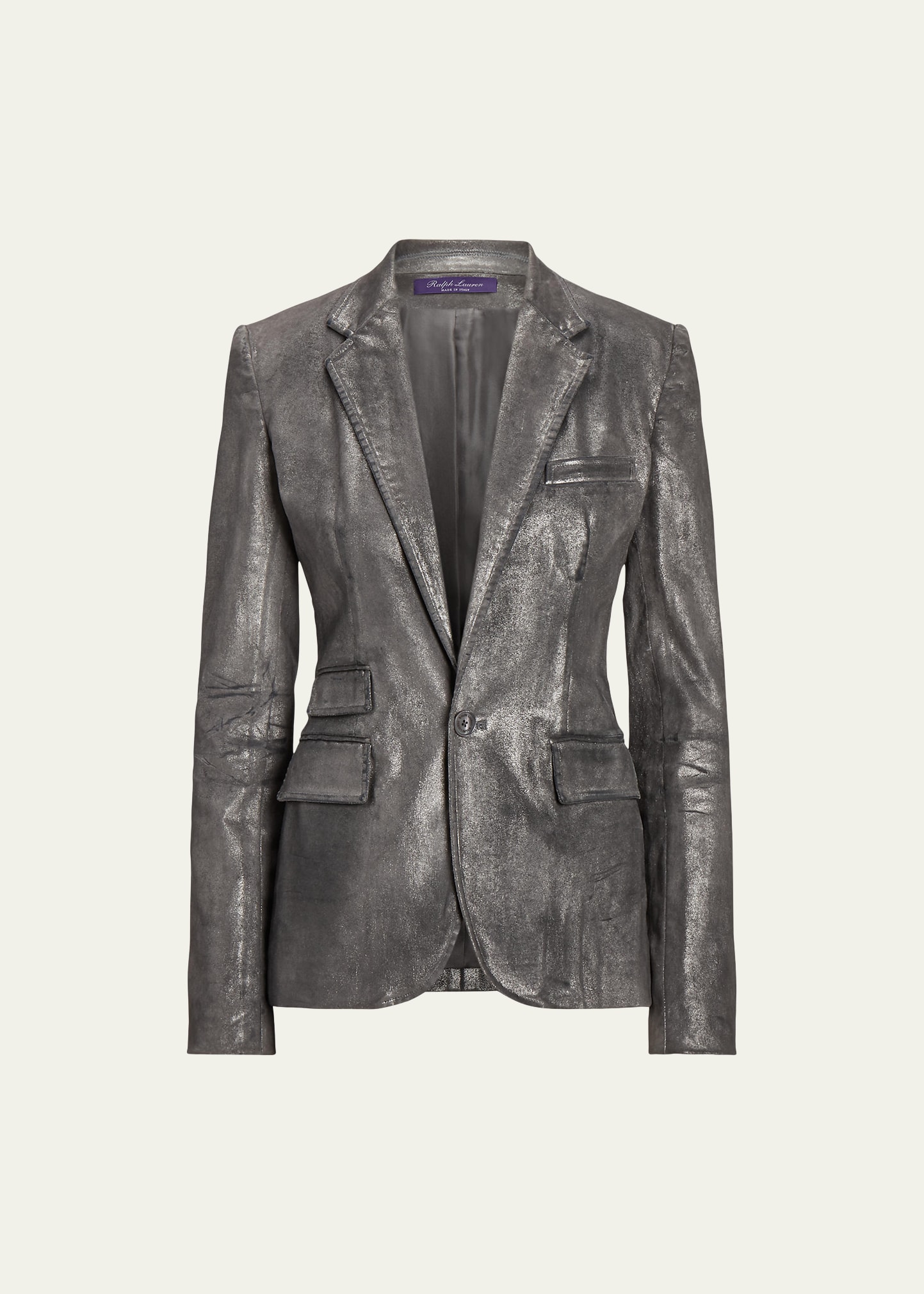 RALPH LAUREN PARKER DENIM CHROME FOIL BLAZER JACKET