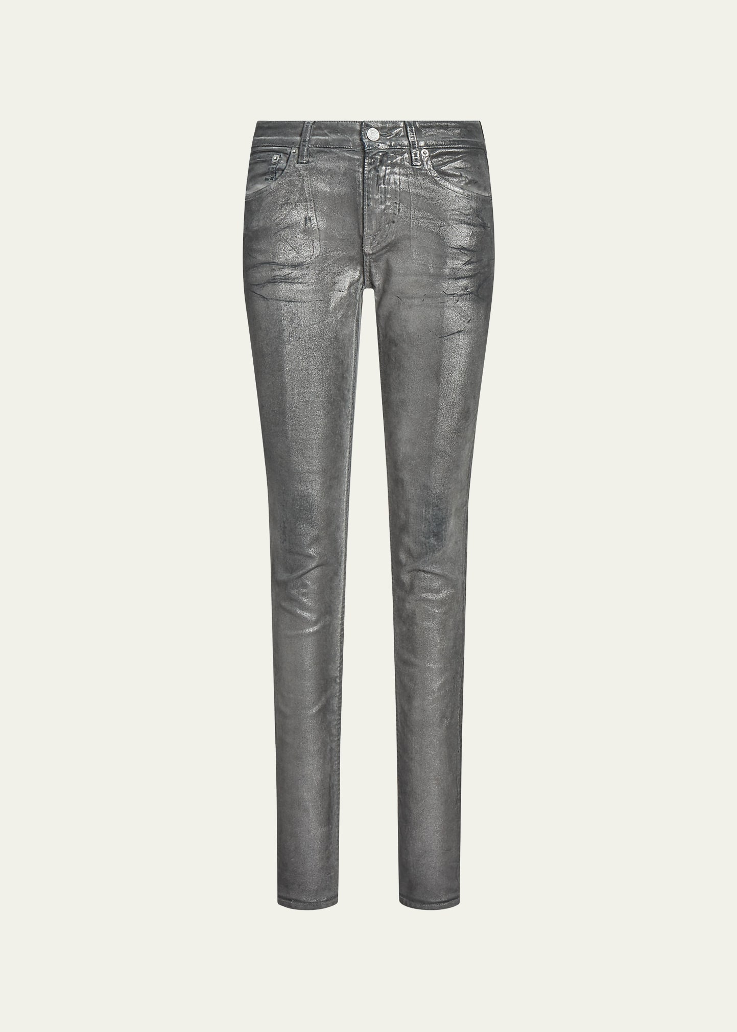 160 Skinny-Leg Floral Embellished Metallic Denim Jeans - Shop and