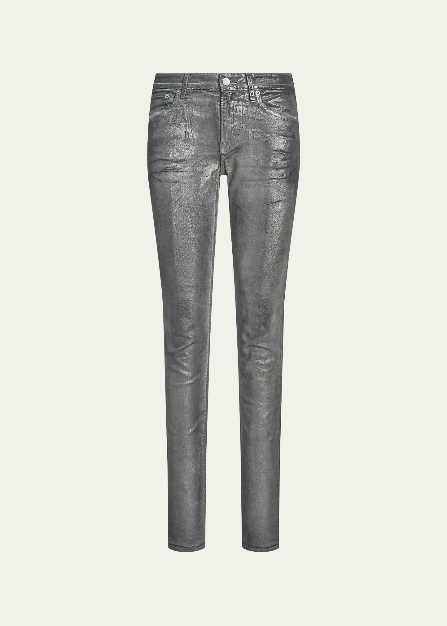 RALPH LAUREN SLIM-FIT CHROME FOIL DENIM JEANS