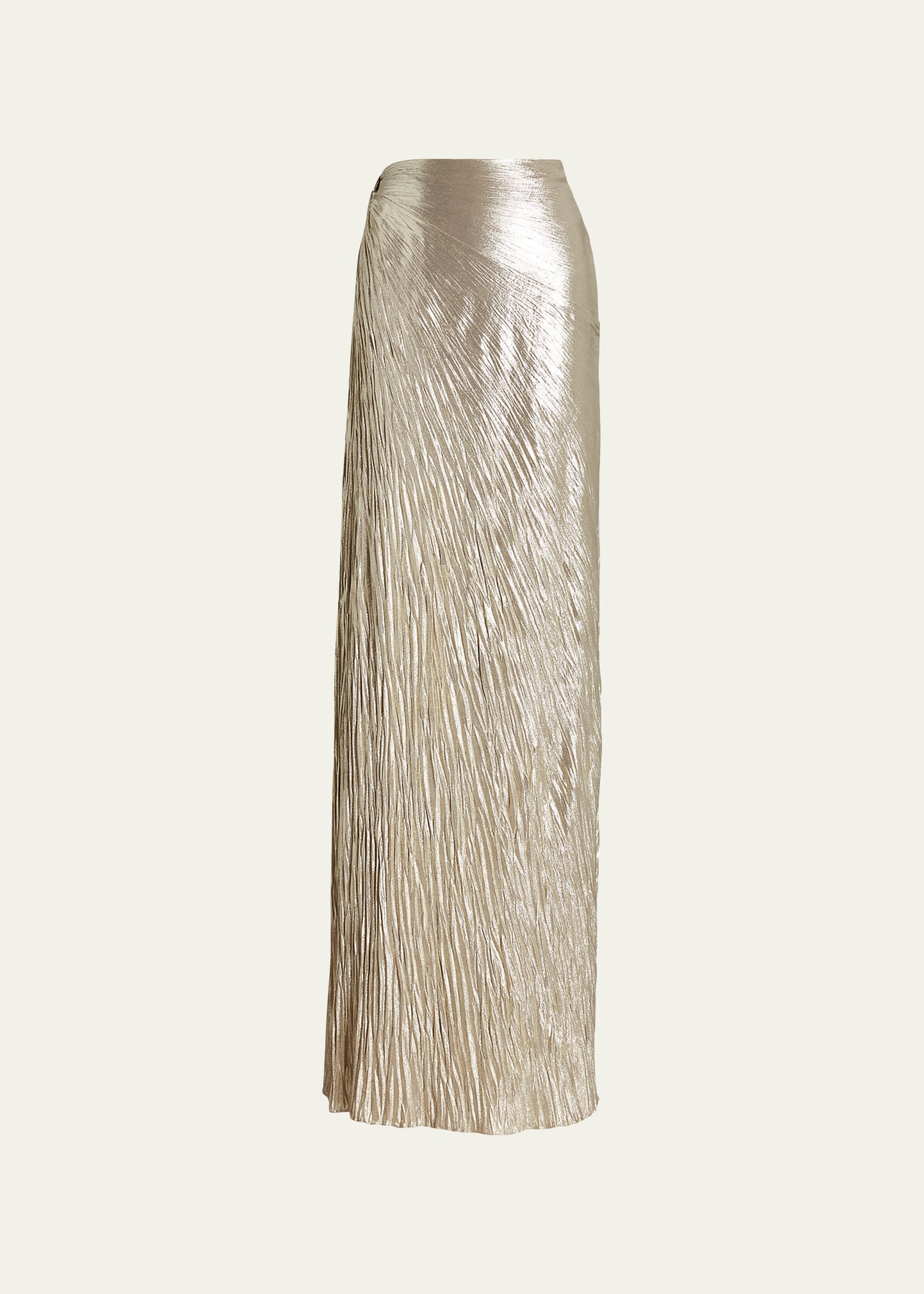 RALPH LAUREN DUVALL METALLIC JERSEY PLISSE MAXI SKIRT