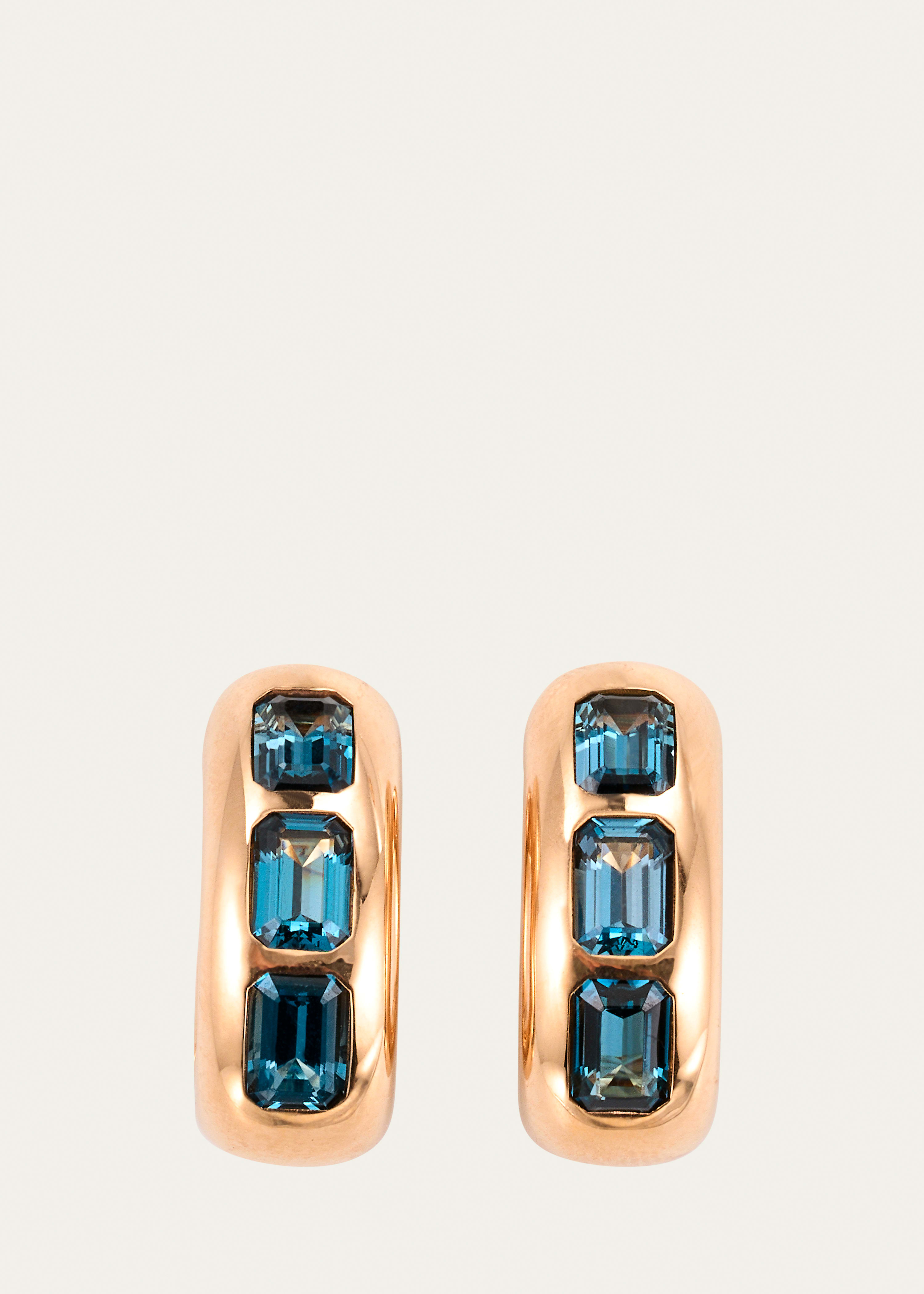 Pomellato 18k Rose Gold Iconica Earrings With London Blue Topaz