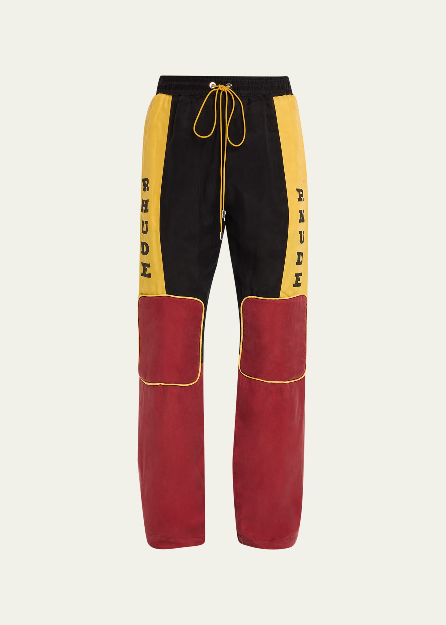 Rhude Men's Colorblock Rally Racing Pants In Black/mustard/mar