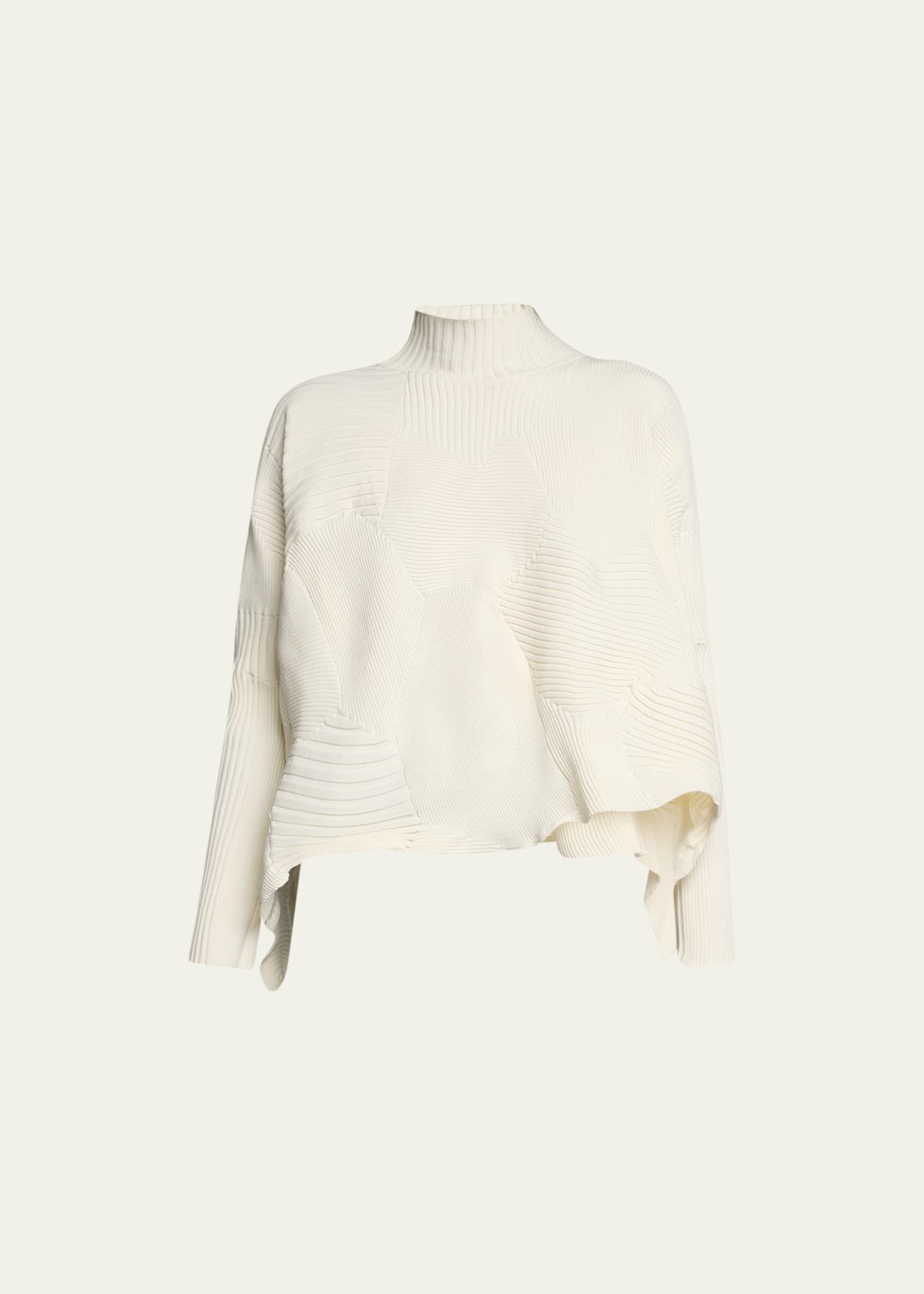 Issey Miyake Kone Kone Asymmetric Knit Sweater In White