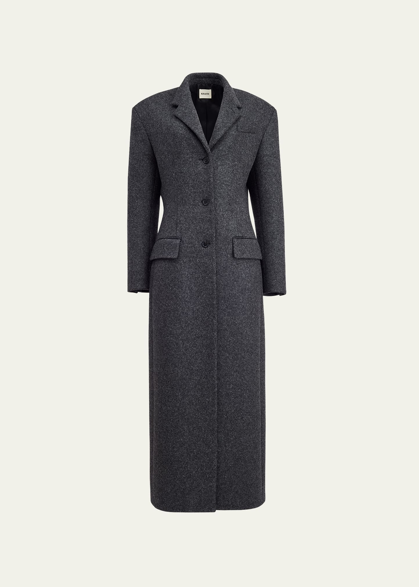 Shop Khaite Bontin Long Wool Coat In Grey Melange