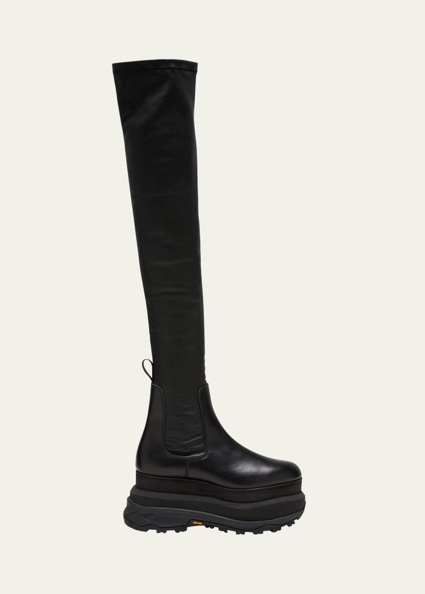 Sacai Stretch Thigh High Boots In Black