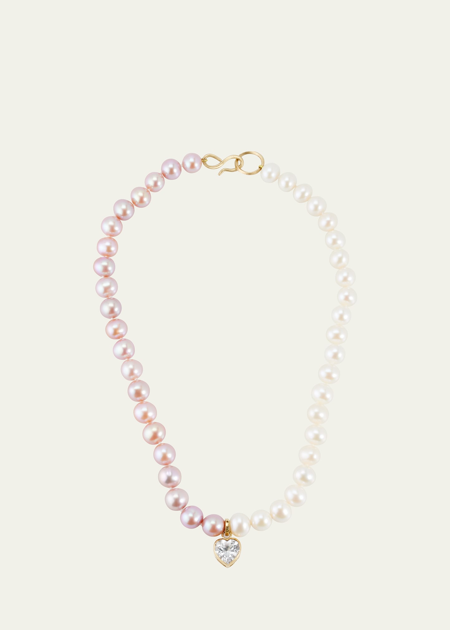 White and Pink Freshwater Pearl Necklace with Detachable Heart Pendant