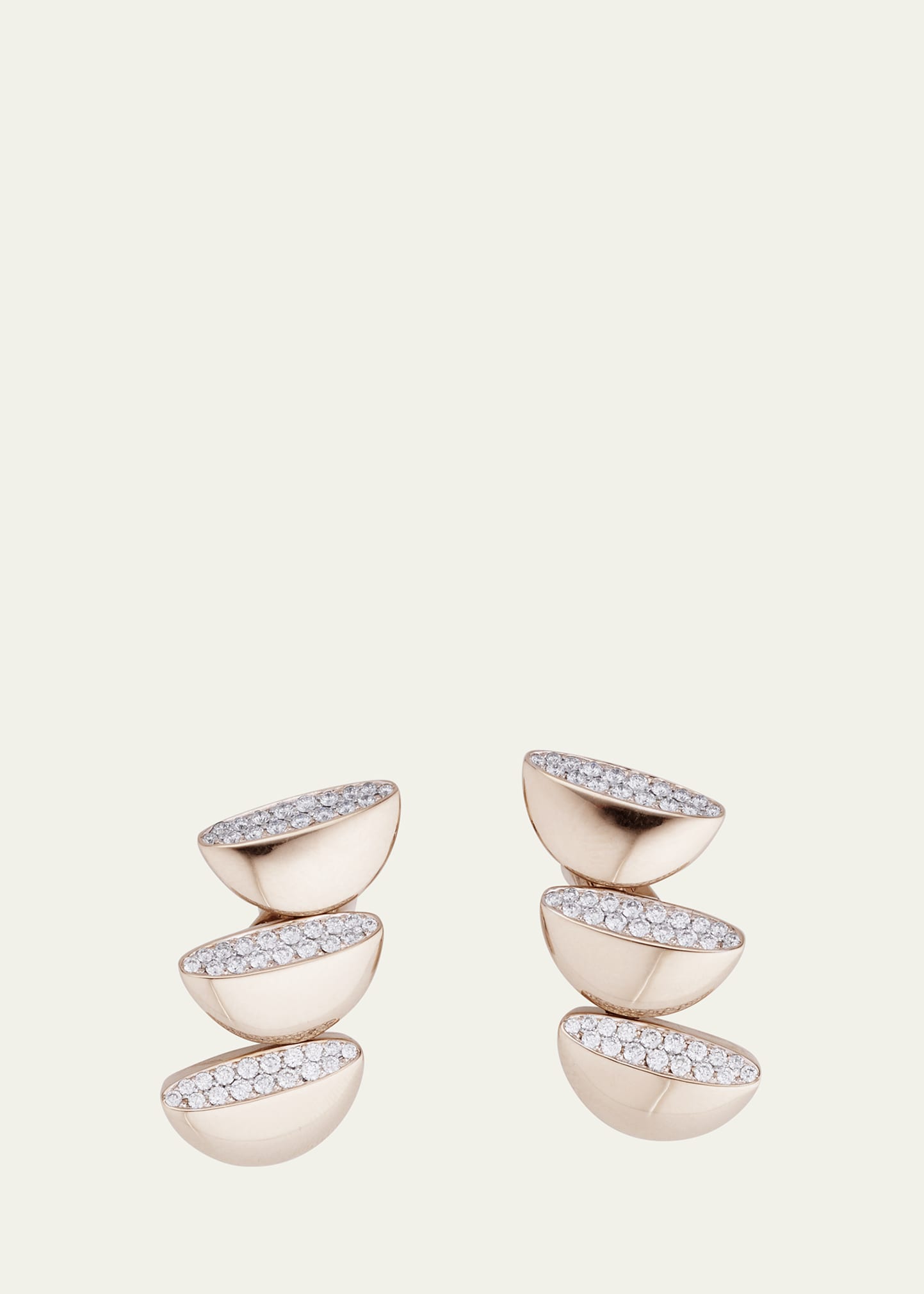 Vhernier 18k White Gold Eclisse Endless Diamond Clip-on Earrings In Gray