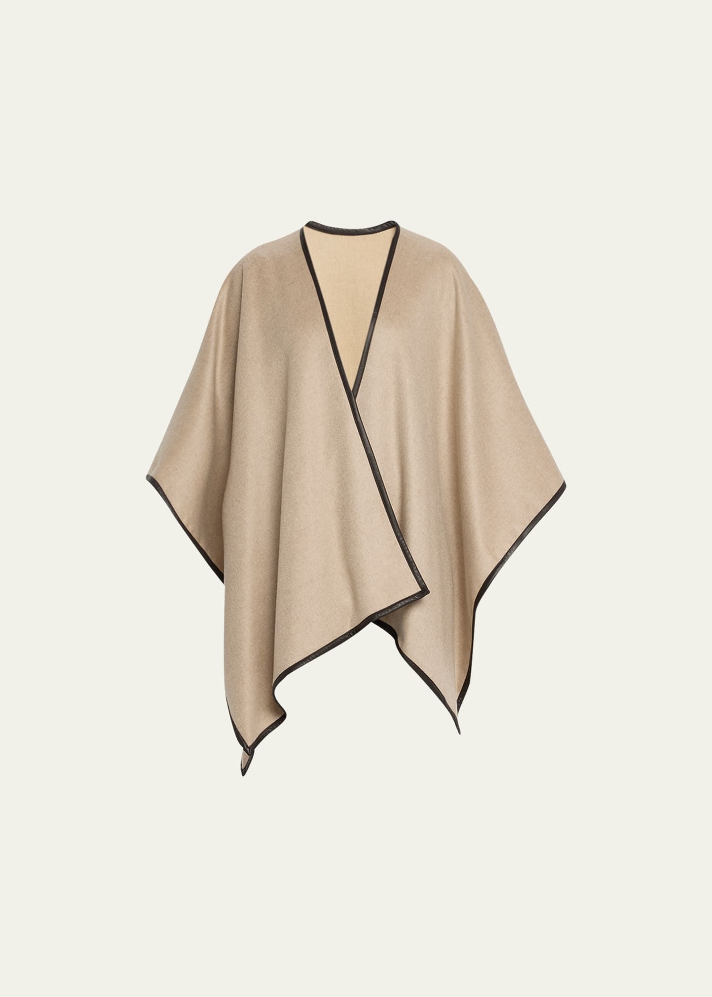 Sofia Cashmere Women's Reversible Leather-trimmed Cashmere Cape In Oat Grey