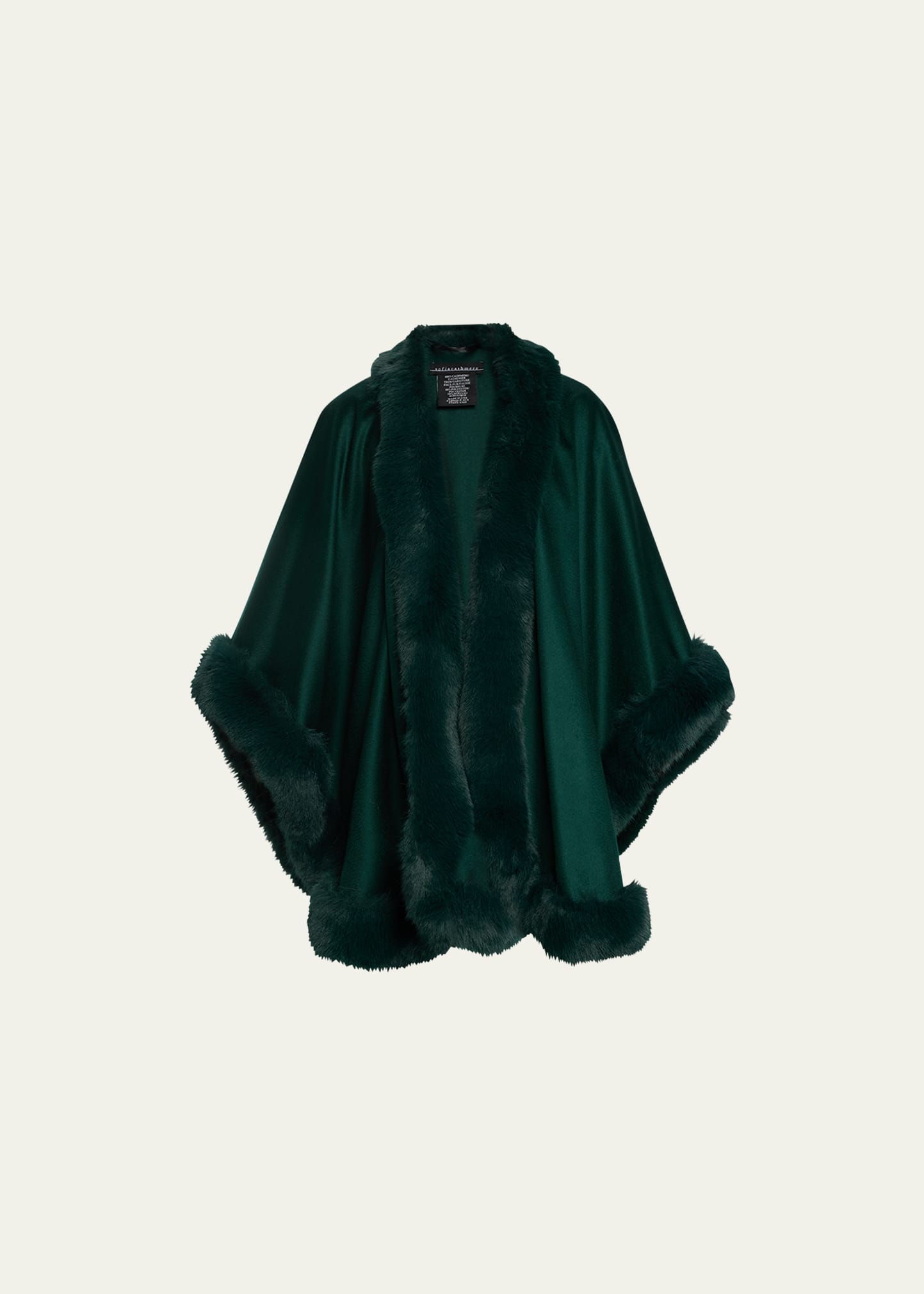 Sofia Cashmere Women's Faux Fur & Cashmere U-cape In Emerald With Emer