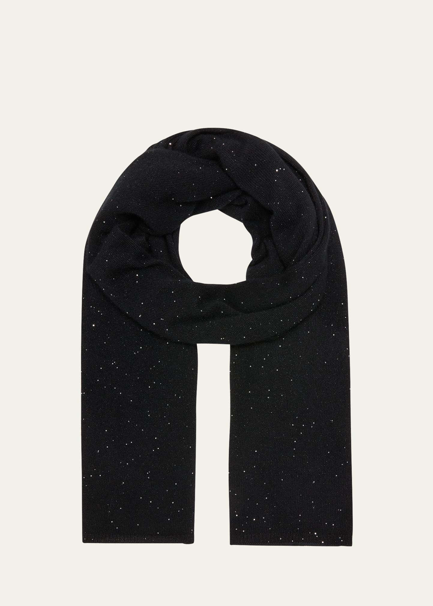 Sofia Cashmere All-over Sequin Cashmere Scarf In Black