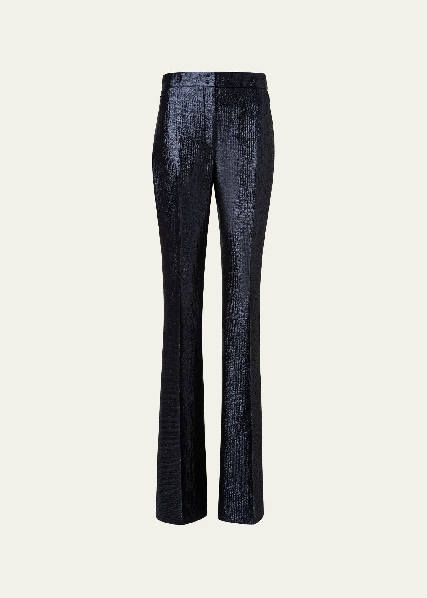 Akris Farida Structured Lurex Bootcut Pants In Charcoal Grey