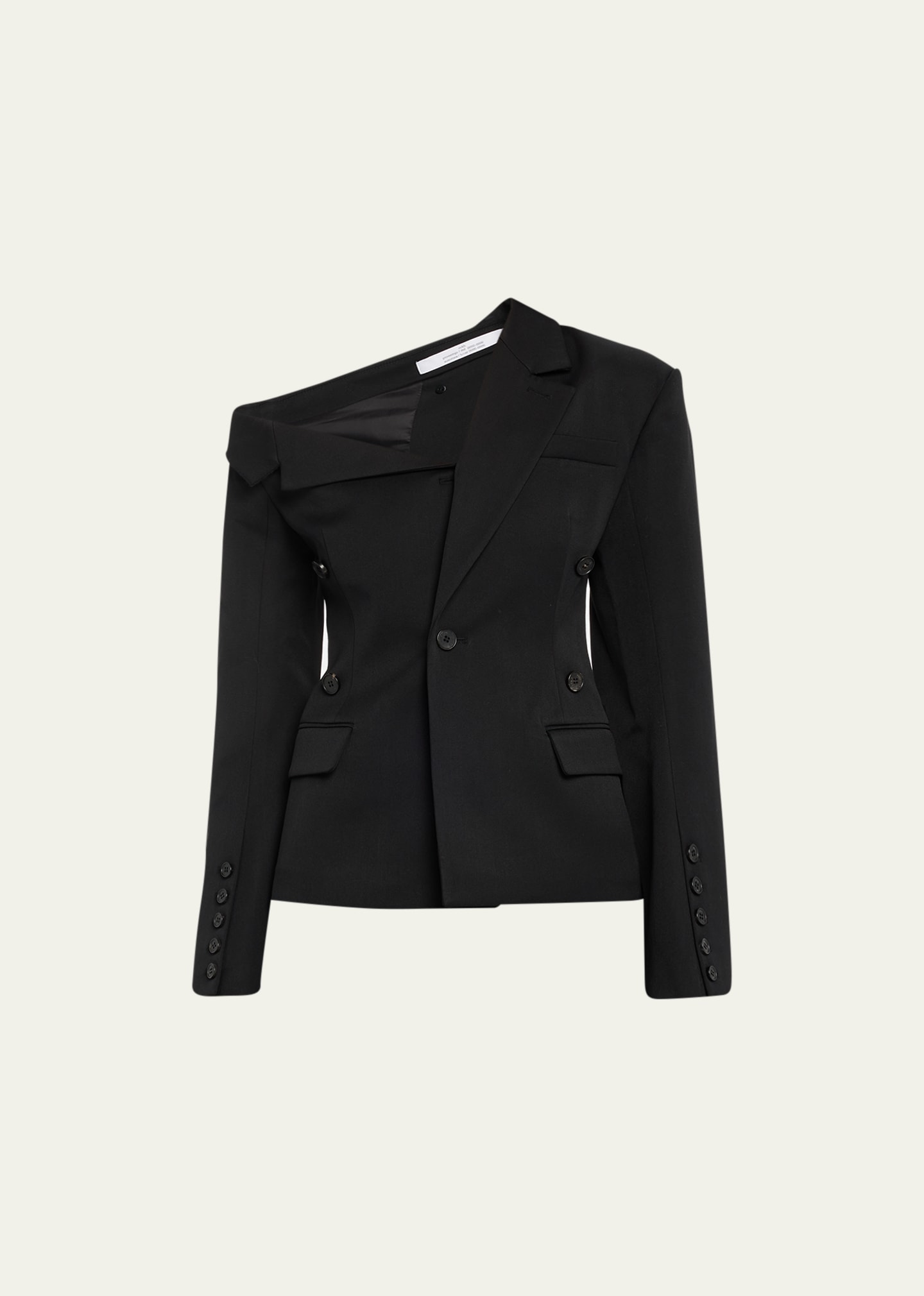 Asymmetric Collar Wool Blazer