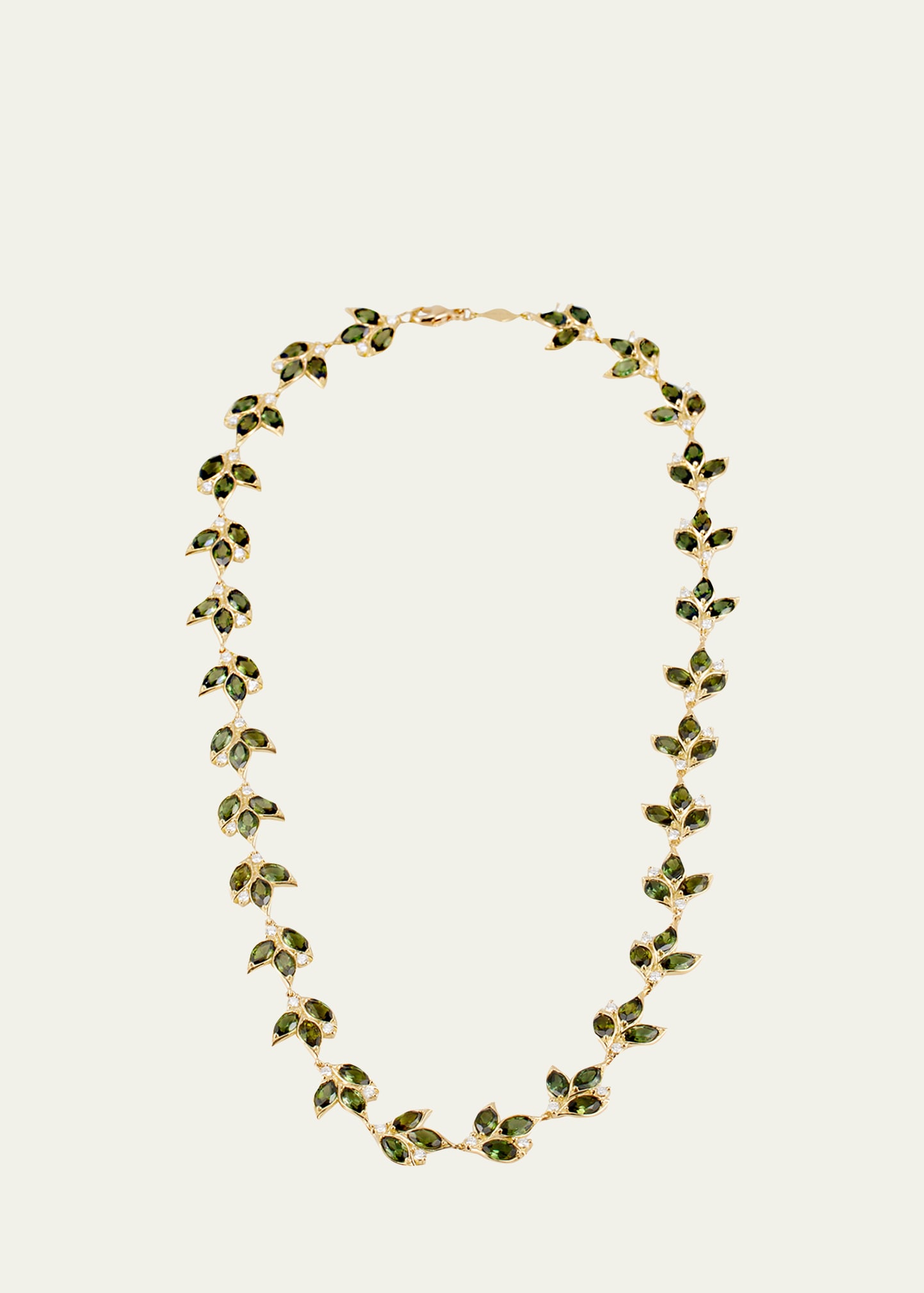 Jamie Wolf 18k Yellow Gold Green Tourmaline And Diamond Leaf Necklace In Yg