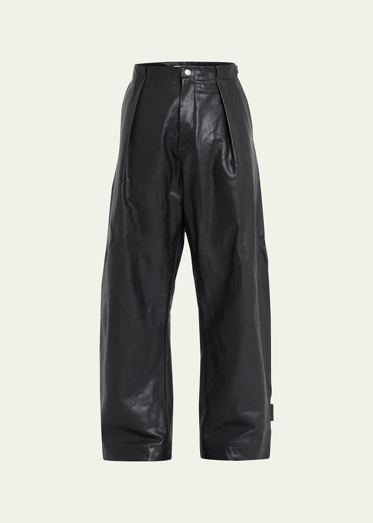 Men's Pleated Leather Pants