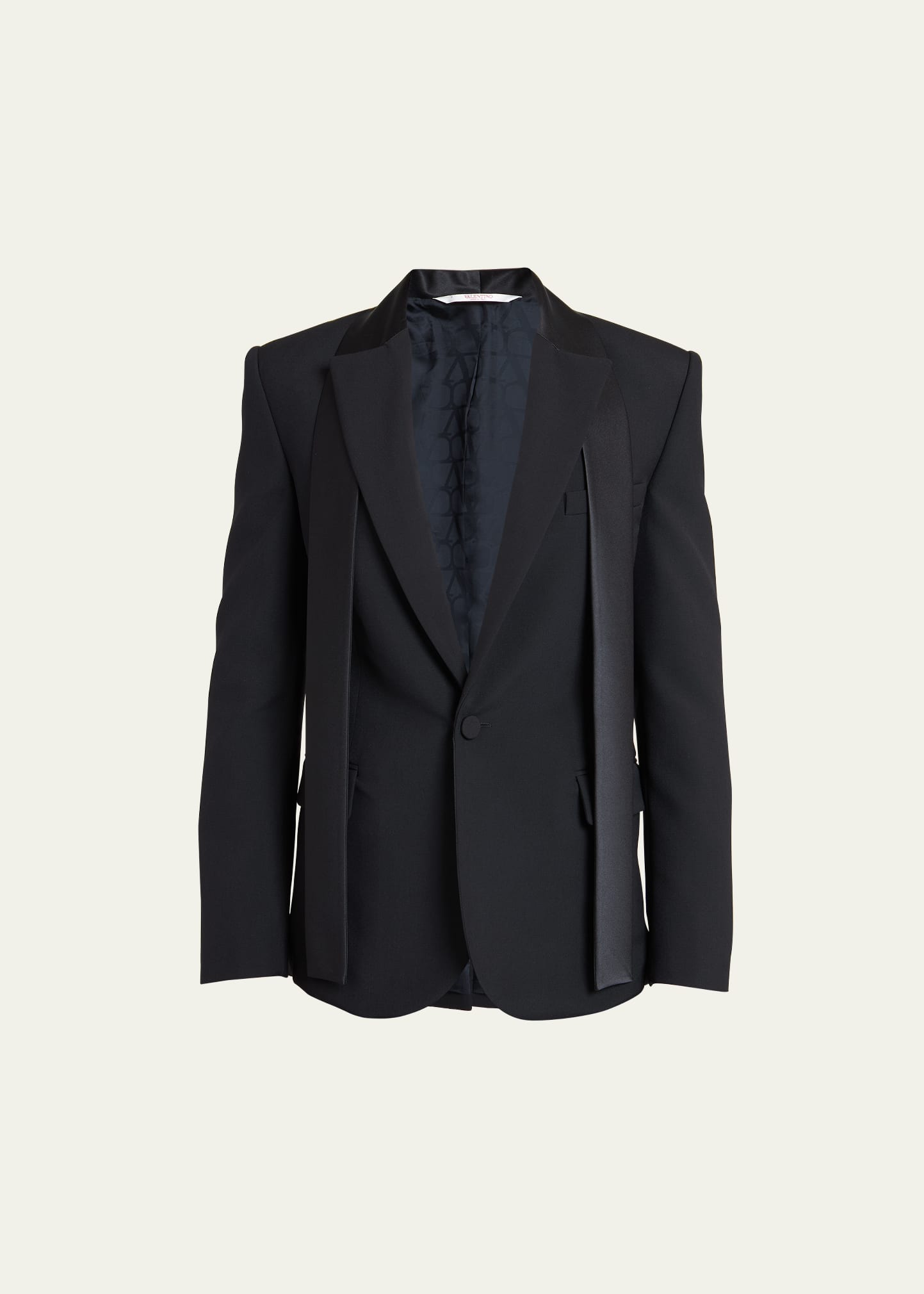 Valentino Men's Tuxedo Jacket With Satin Strings In Black