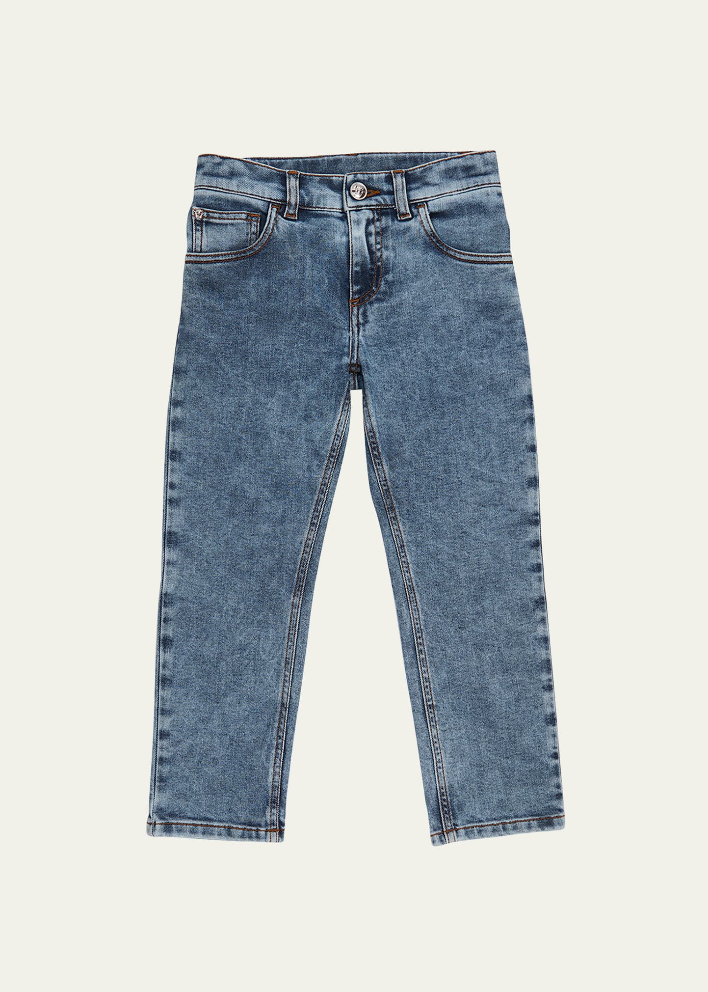 Shop Versace Boy's Vintage Wash Jeans In Medium Blue