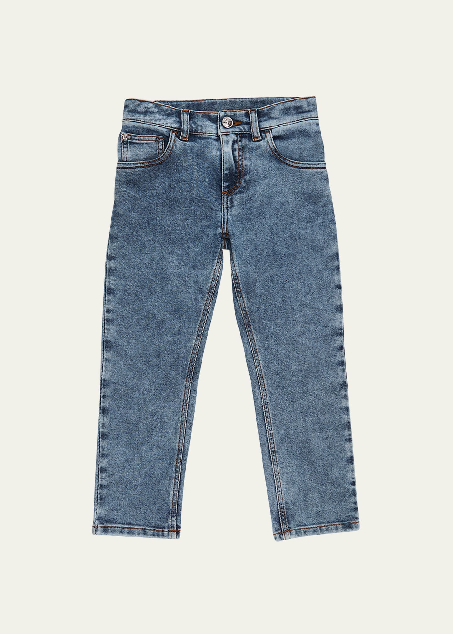 Shop Versace Boy's Vintage Wash Jeans In Medium Blue