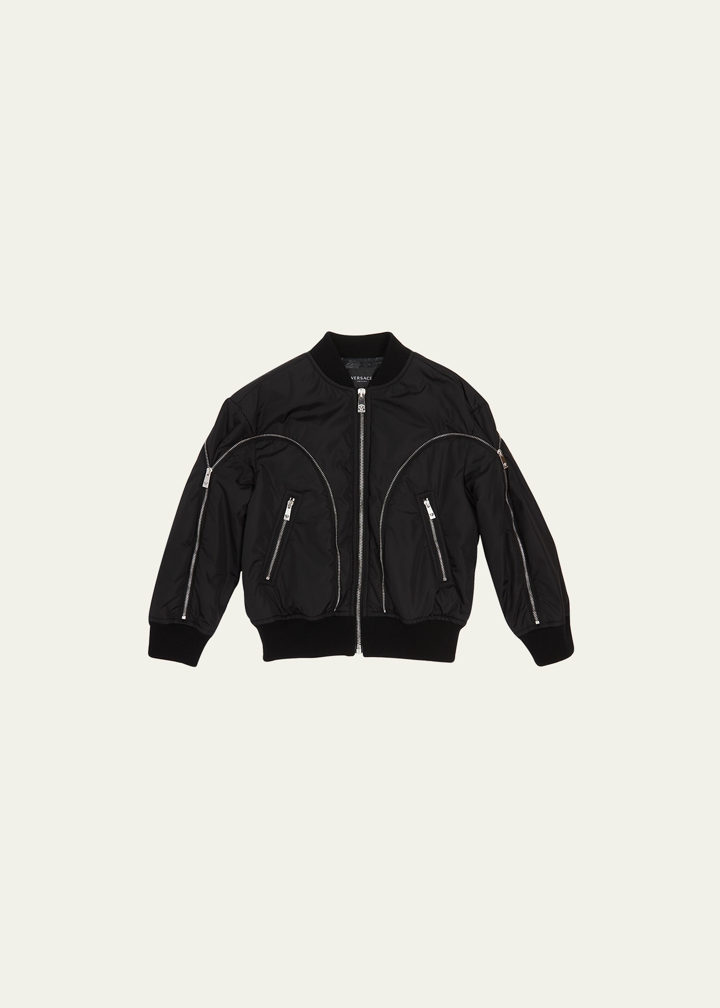 Shop Versace Boy's Padded Nylon Jacket In Black