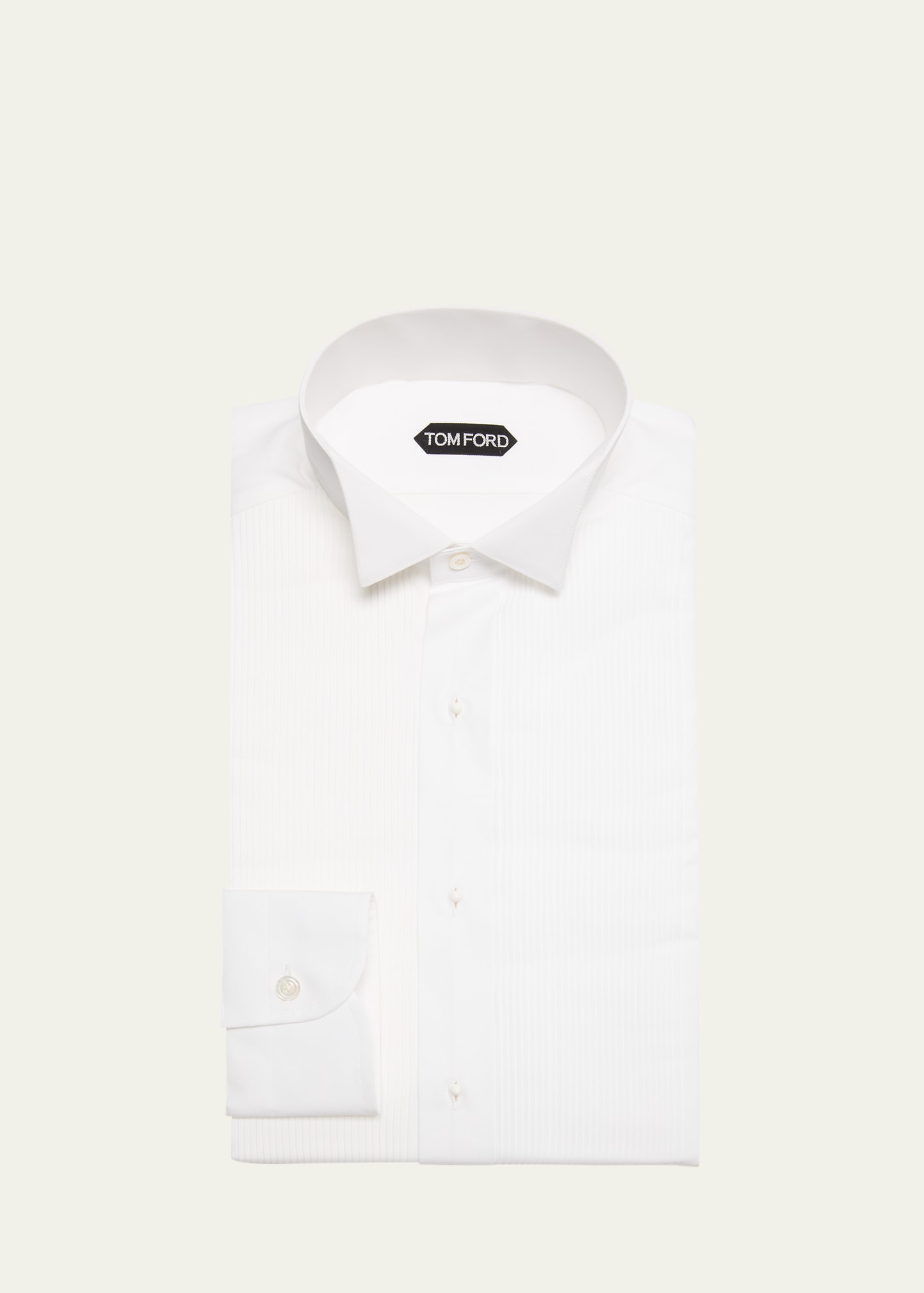 Tom Ford Men's Wingtip Plisse Formal Shirt In White