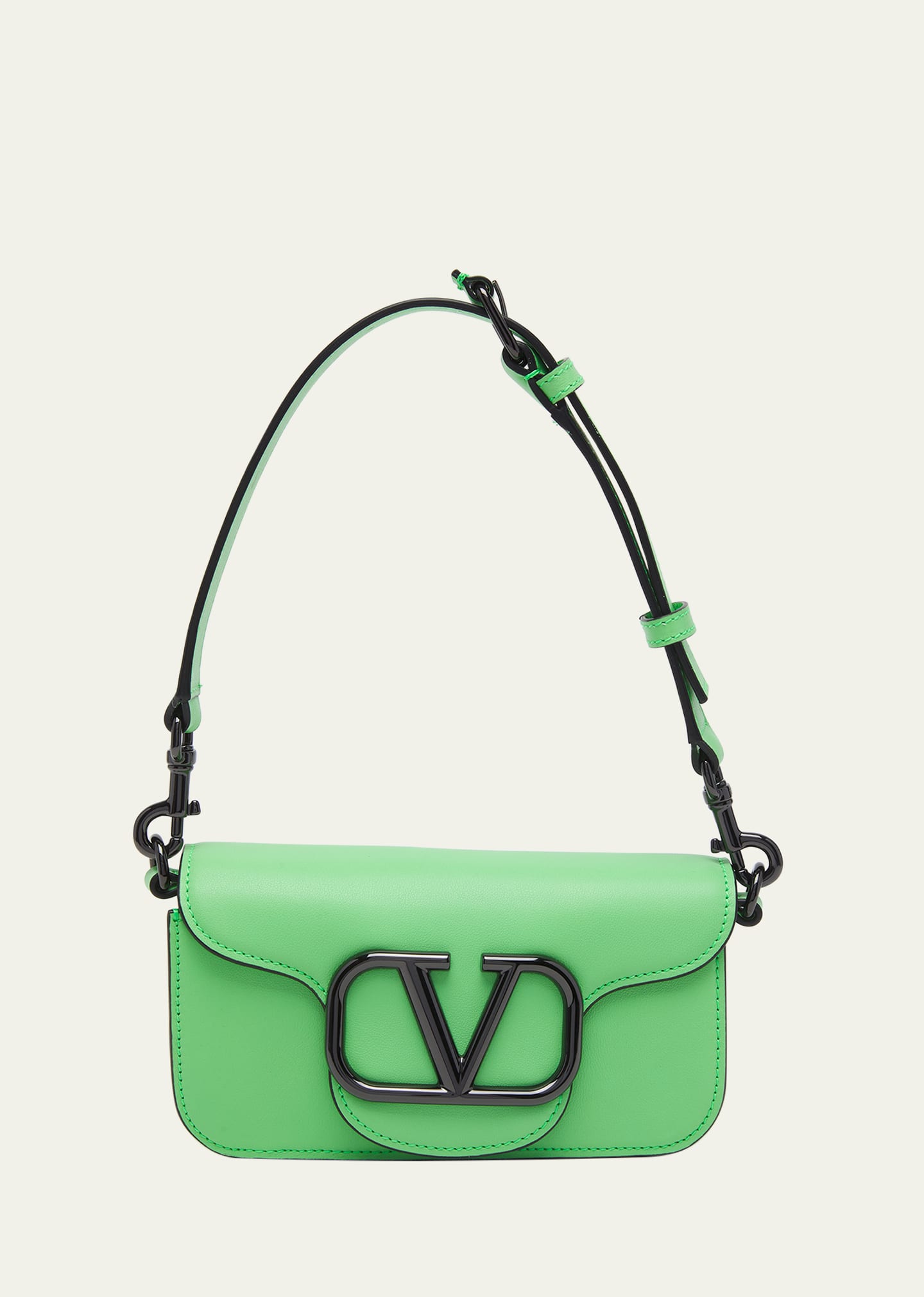 Valentino Garavani Men's Mini Loco Leather Crossbody Bag In Ice Mint