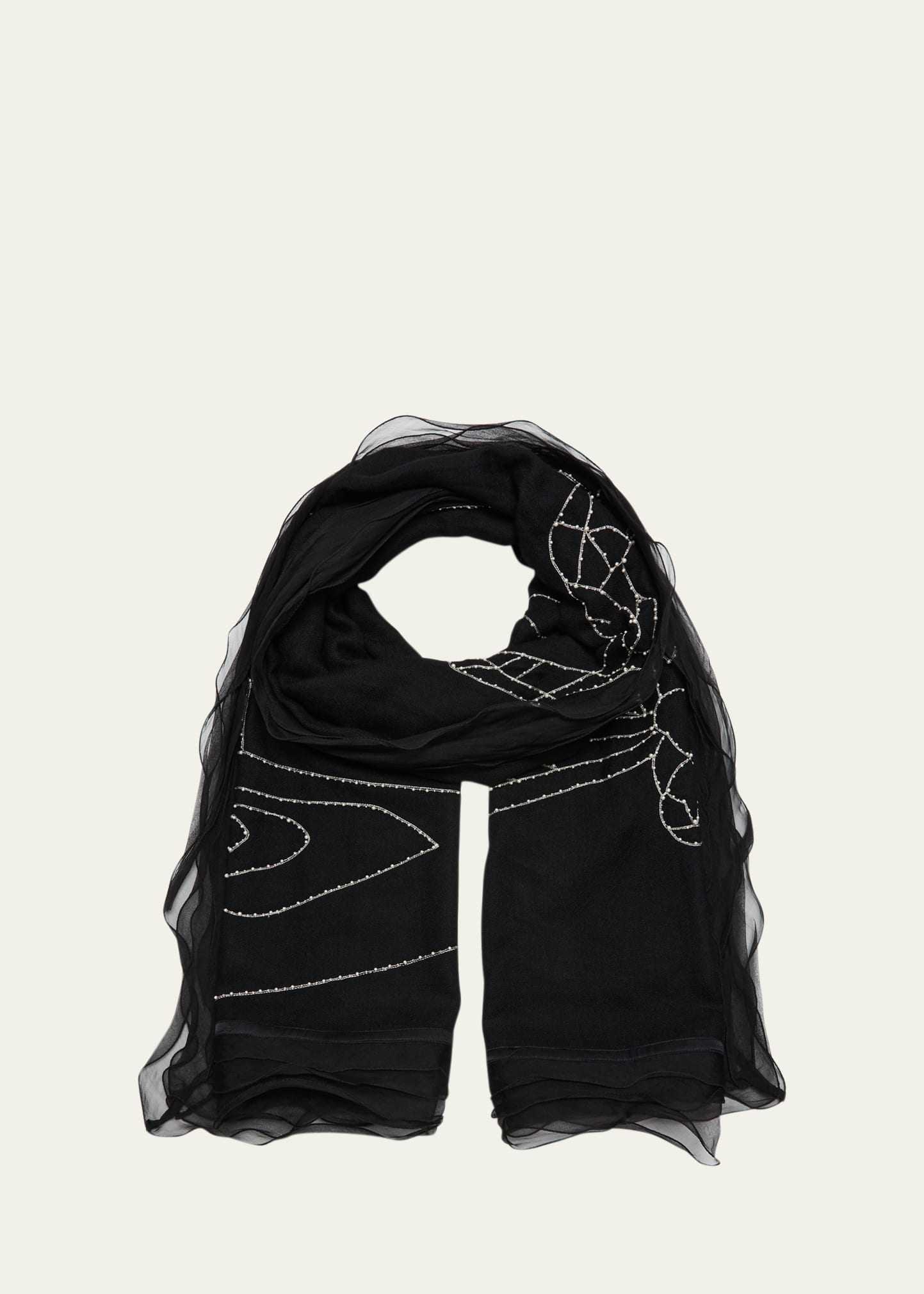 Janavi India Pearly Dragonfly Cashmere Scarf In Black
