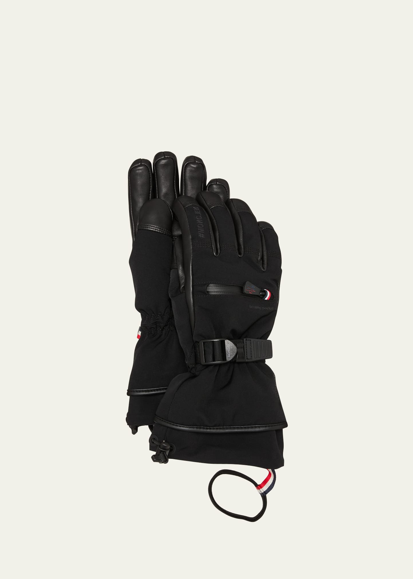 Moncler Padded Zip-pocket Gloves In Black