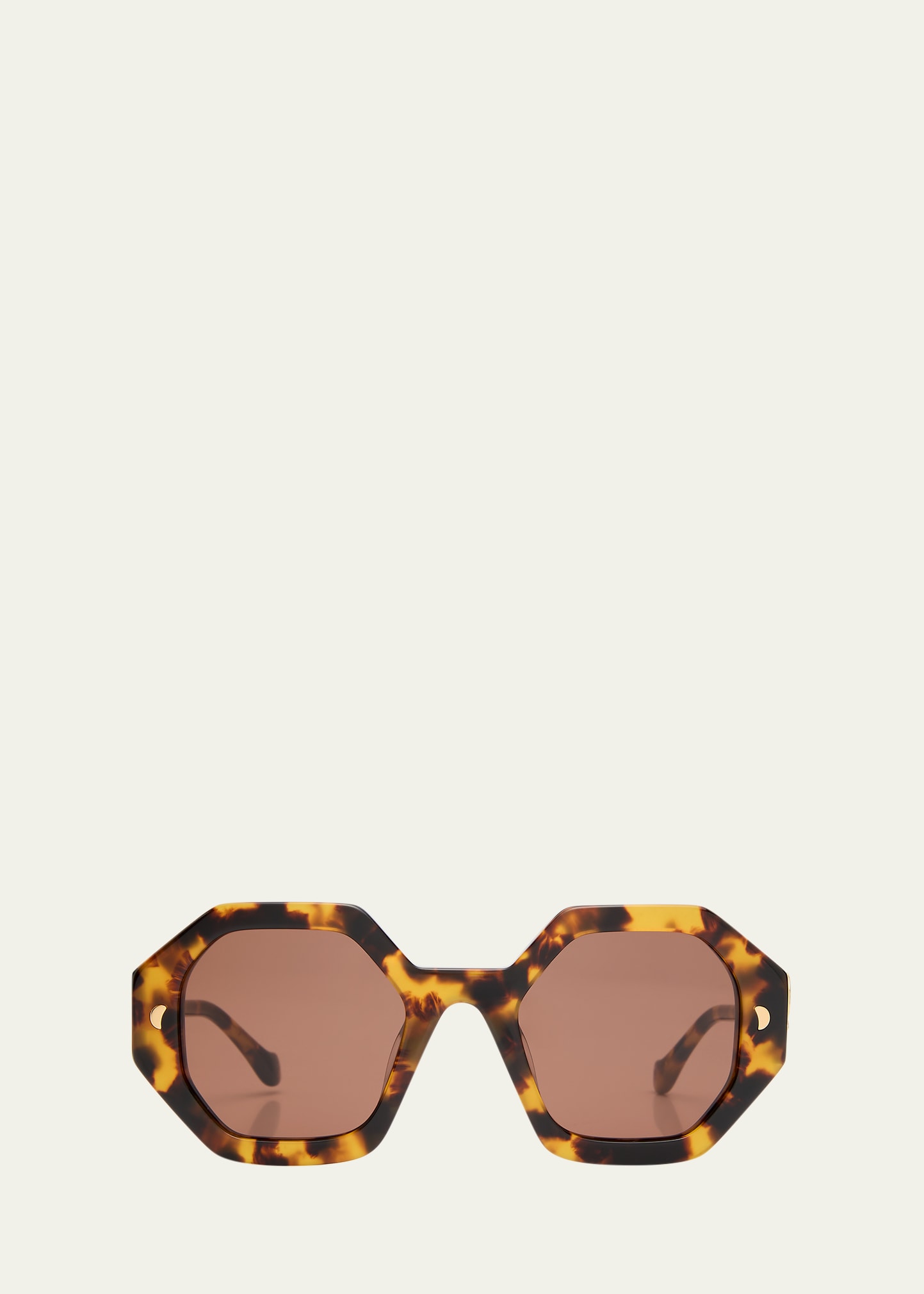 Nanushka Carlen Geometric Round Acetate Sunglasses In Brown