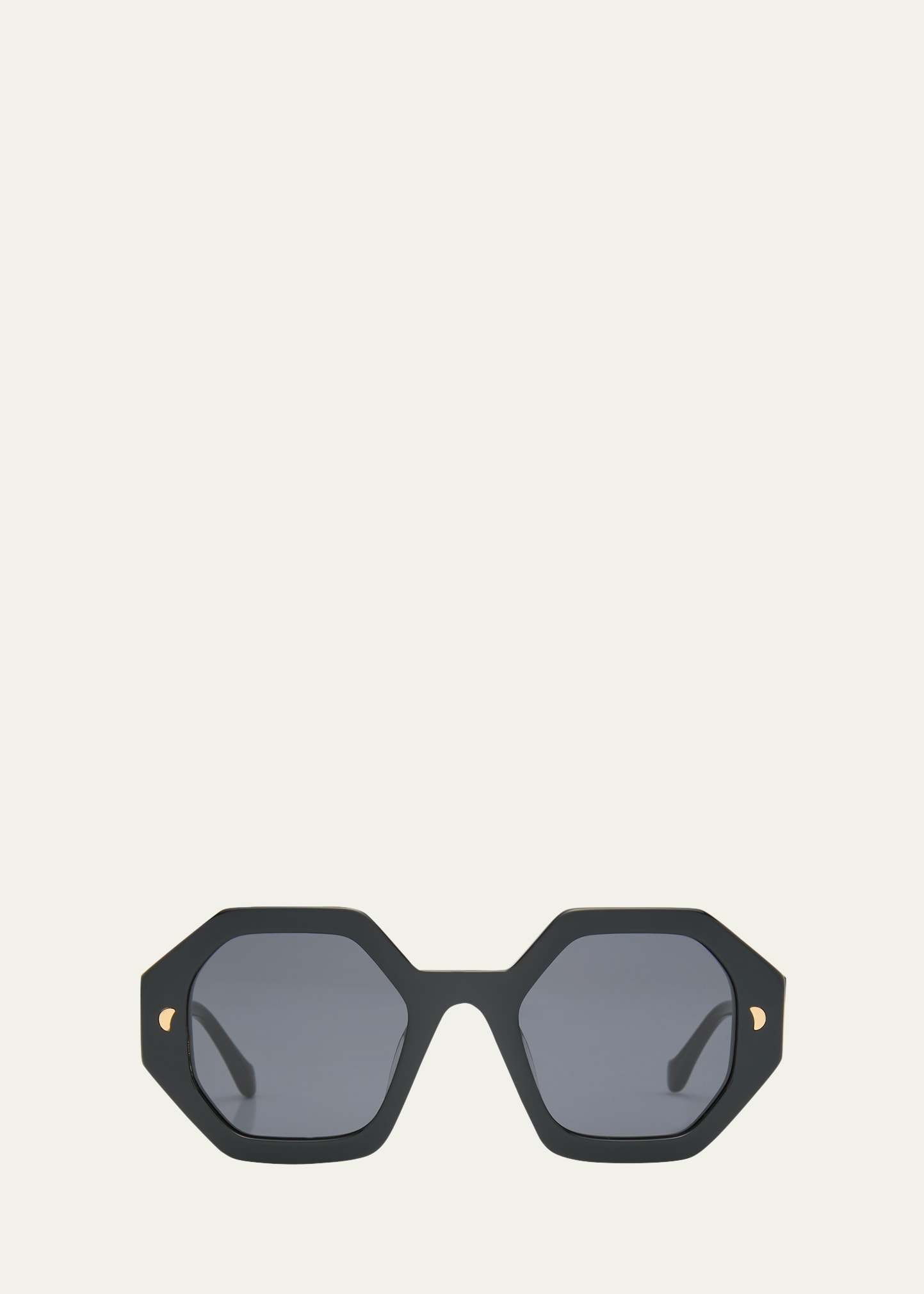 Nanushka Carlen Geometric Round Acetate Sunglasses In Black