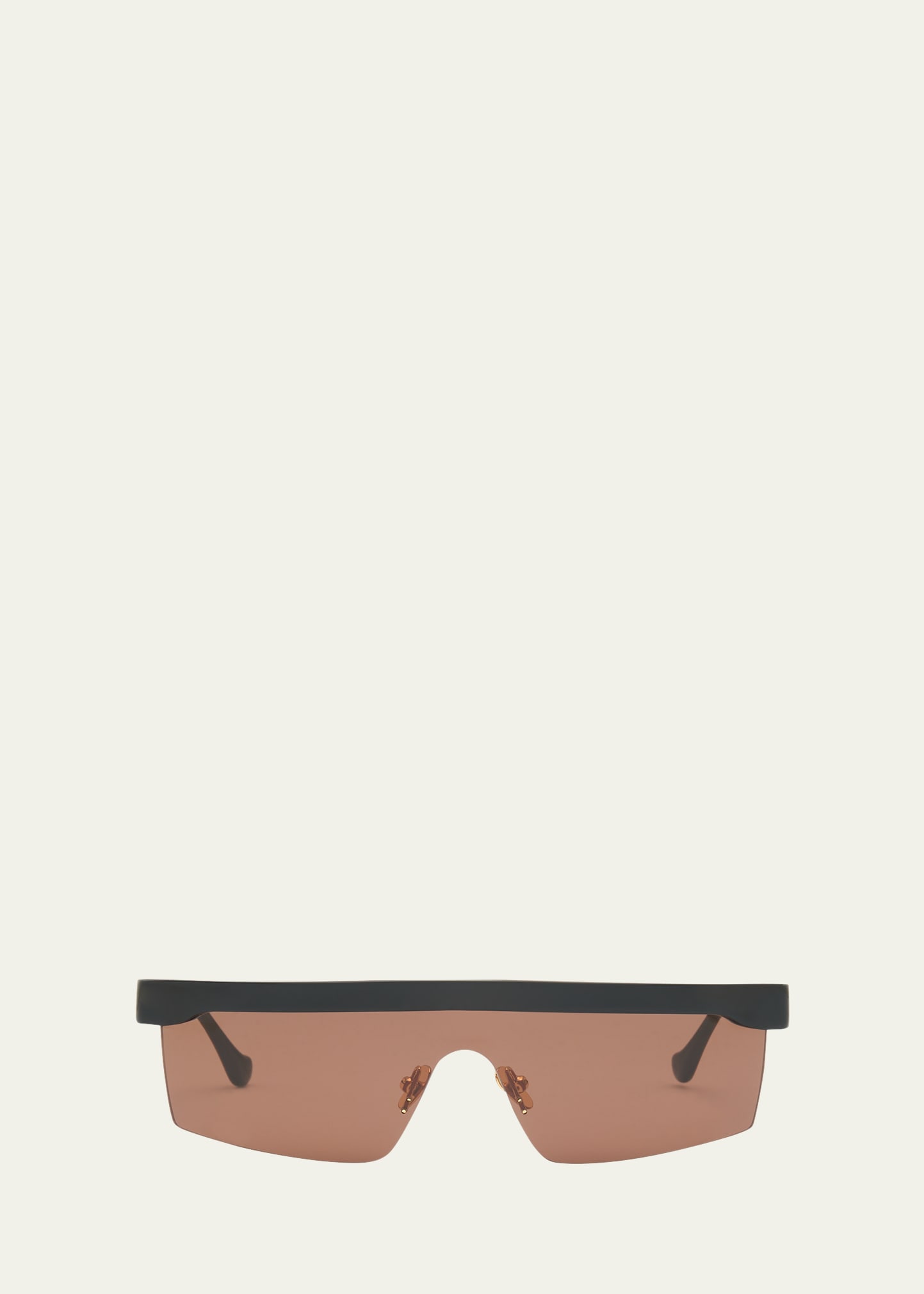 Nanushka Callias Flat-top Acetate Shield Sunglasses In Brown