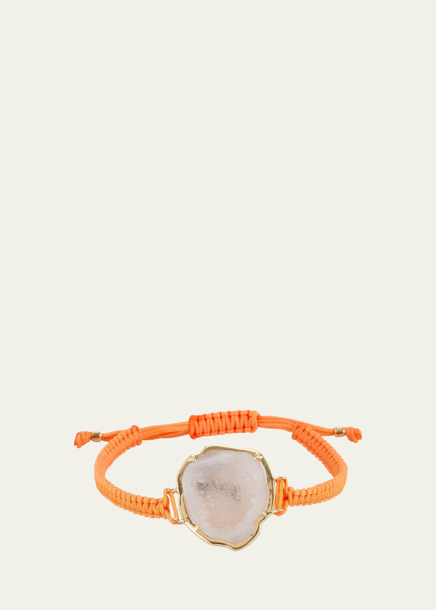 18k Gold Light Geode on Orange Macrame Bracelet