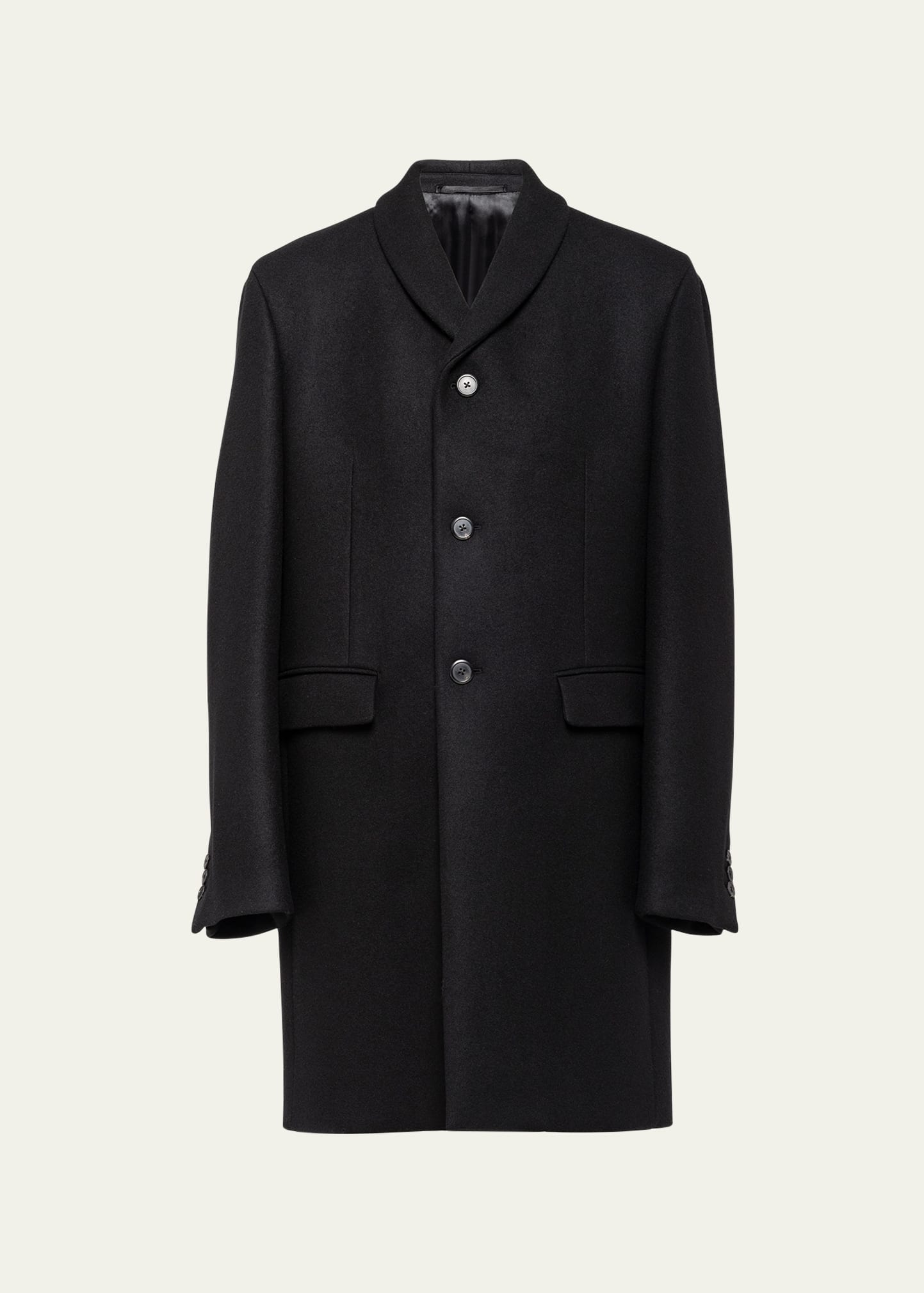 Shop Prada Men's Darted Wool-cashmere Topcoat In Nero