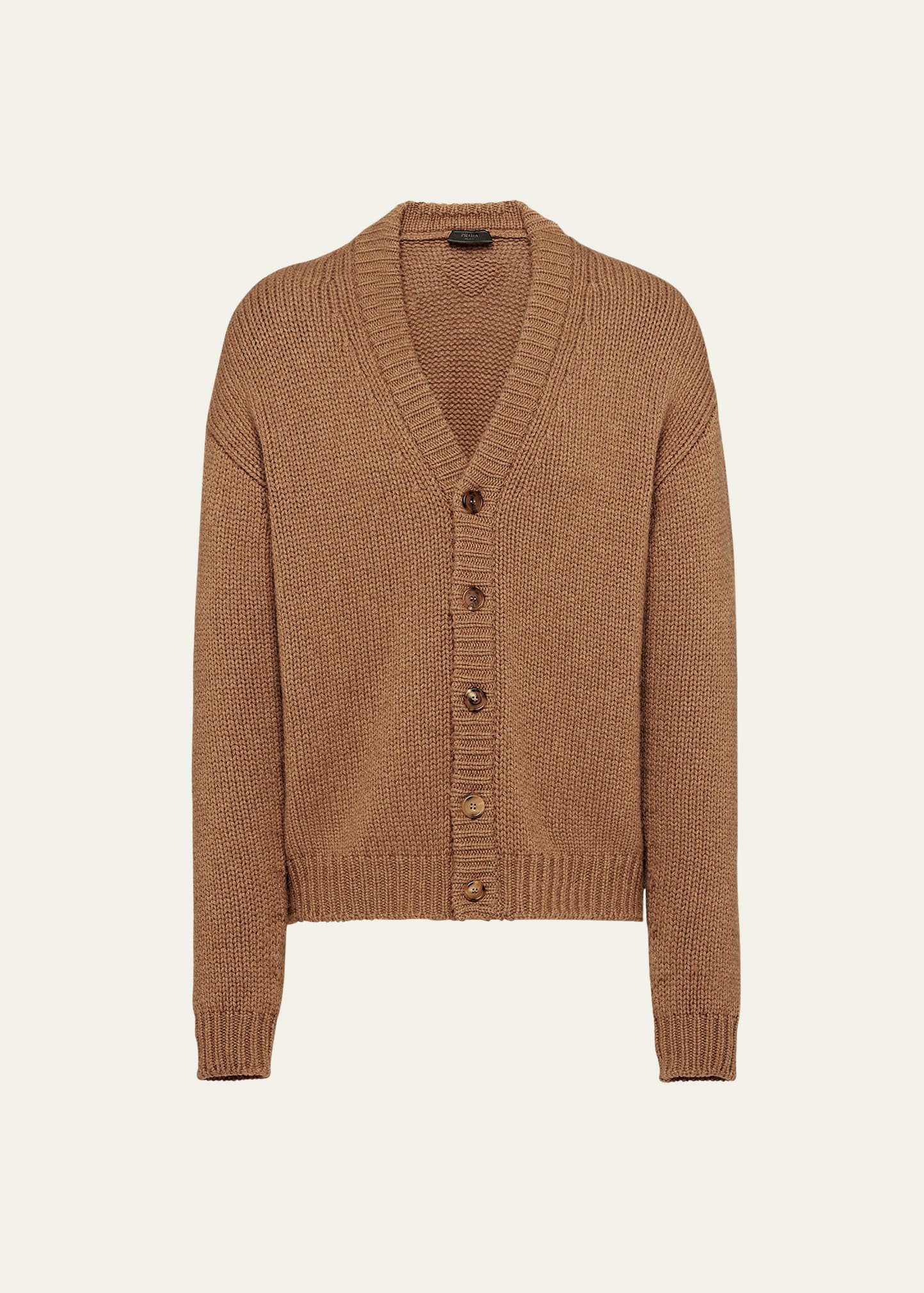 Shop Prada Men's Cashmere Cardigan Sweater In Cammello