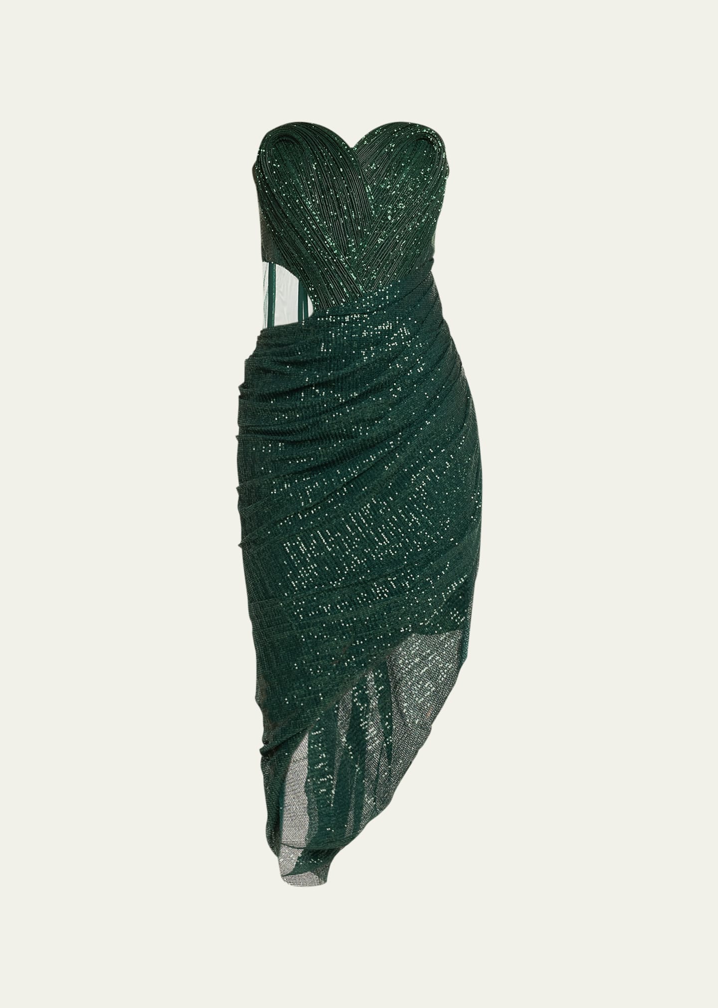 Gaurav Gupta Strapless Corset Asymmetric Sequin Midi Dress In Emerald